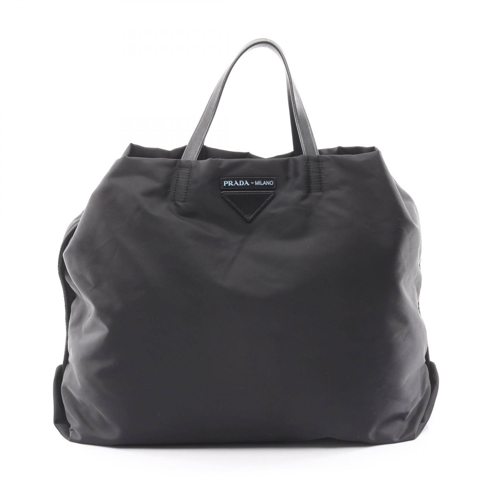 プラダ PRADA TESSUTO トートバッグ バッグ ナイロン レザー ブラック系 【中古】