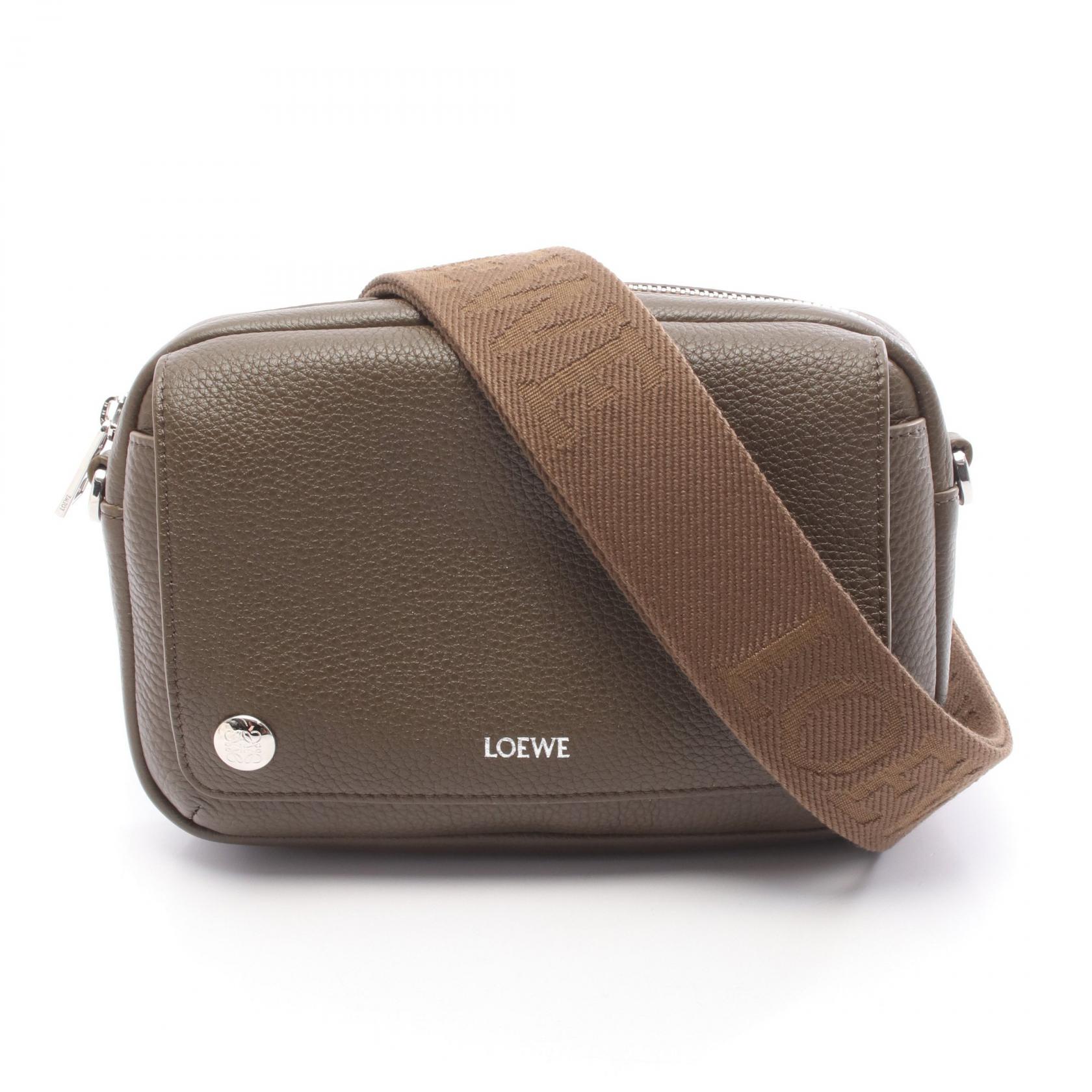ロエベ LOEWE ペブル メッセンジャーバッグ スモール ショルダーバッグ バッグ レザー カーキ系 BANBPCBX016423 【新品】