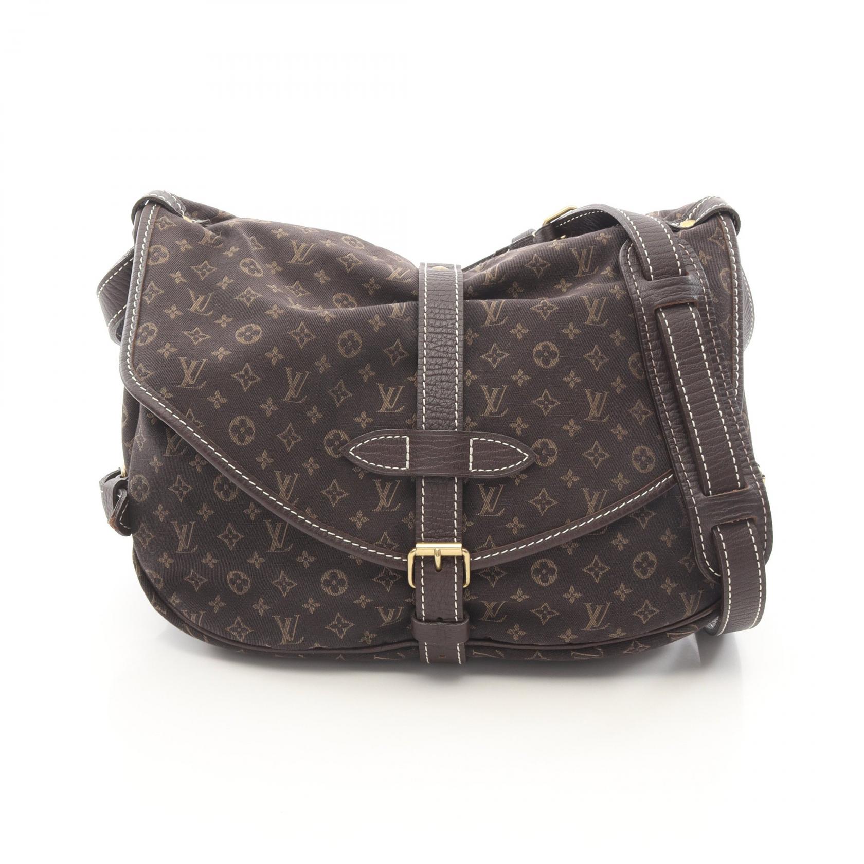 【15%OFFクーポン対象 4/4 20時-4/10 23:59】ルイ・ヴィトン LOUIS VUITTON ソミュール ショルダーバッグ バッグ キャンバス レザー モノグラム・ミニ・ラン ブラウン系 M95227 【中古】