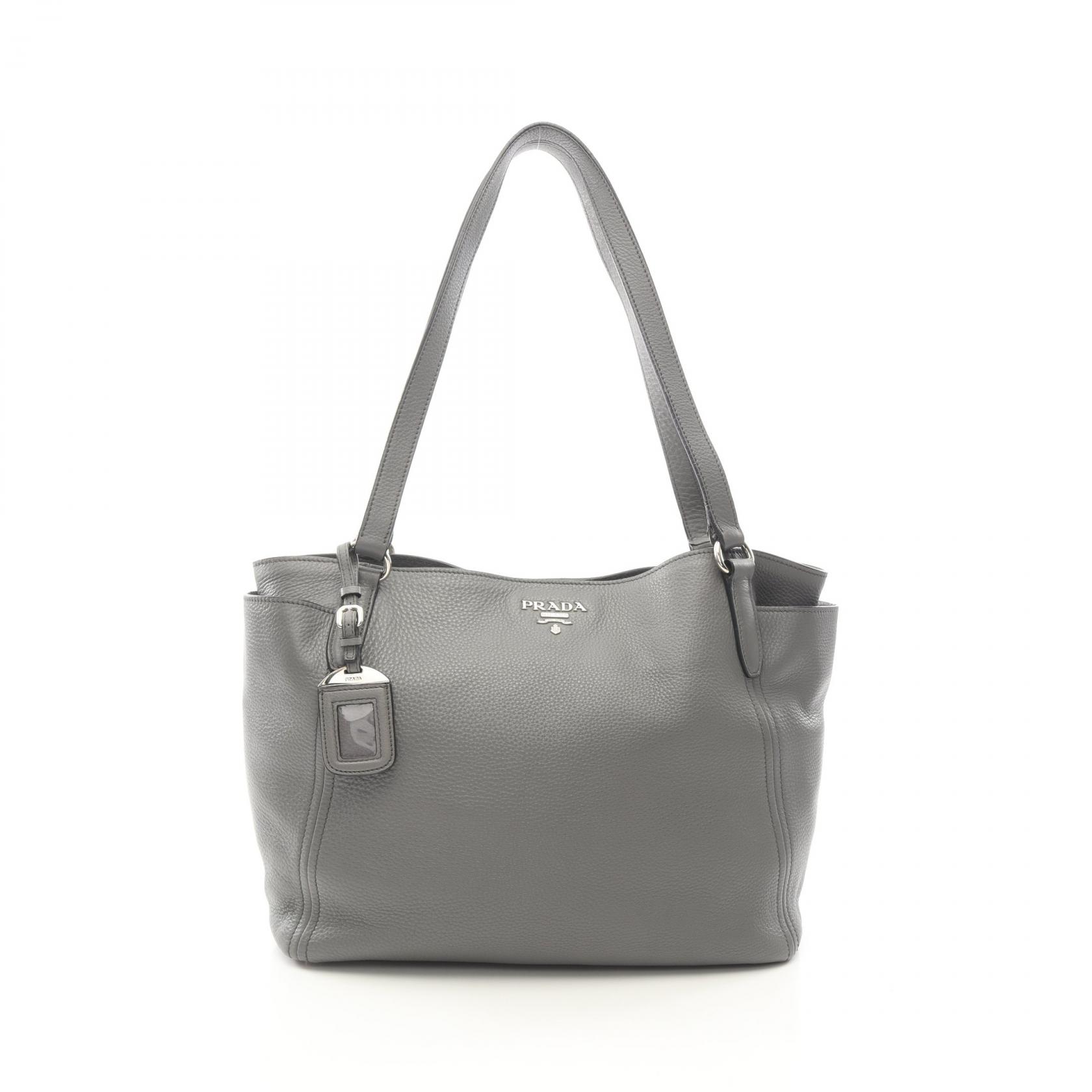 プラダ PRADA VIT.DAINO トートバッグ バッグ レザー グレー系 【中古】