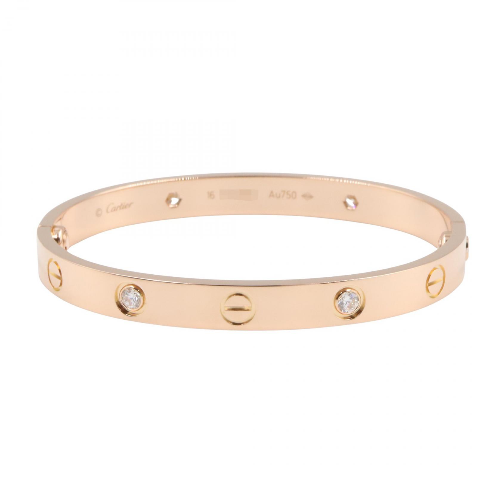 カルティエ CARTIER ラブブレス 4PD ブレスレット アクセサリー K18PG（ピンクゴールド） ダイヤモンド ゴールド系 / クリア系 B6070017 【中古】
