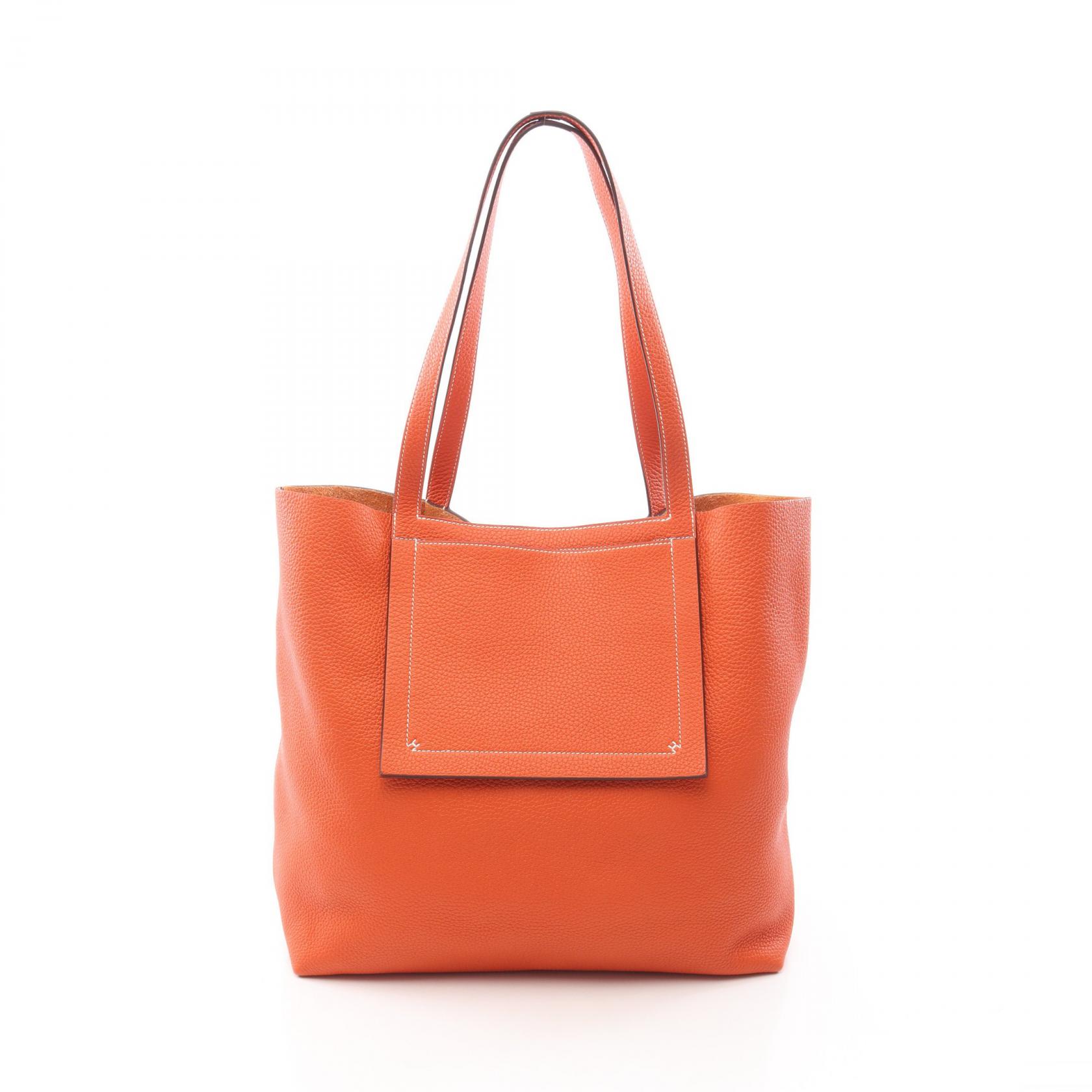 【15%OFFクーポン対象 4/4 20時-4/10 23:59】エルメス HERMES カバセリエ46 トートバッグ バッグ レザー トリヨンクレマンス トリヨンクレマンス オレンジ系 【中古】