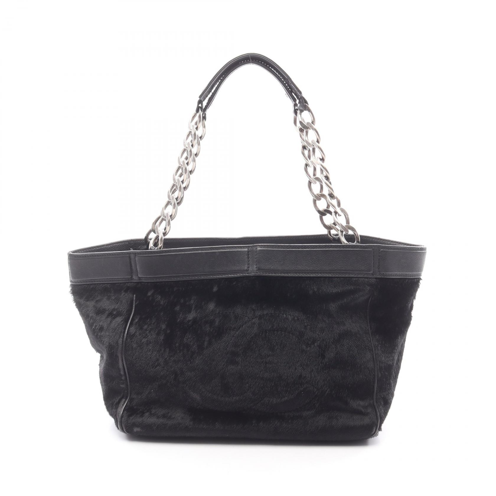 【20%OFFクーポン対象 4/4 20時-4/10 23:59】シャネル CHANEL トートバッグ バッグ レザー レザー ブラック系 【中古】