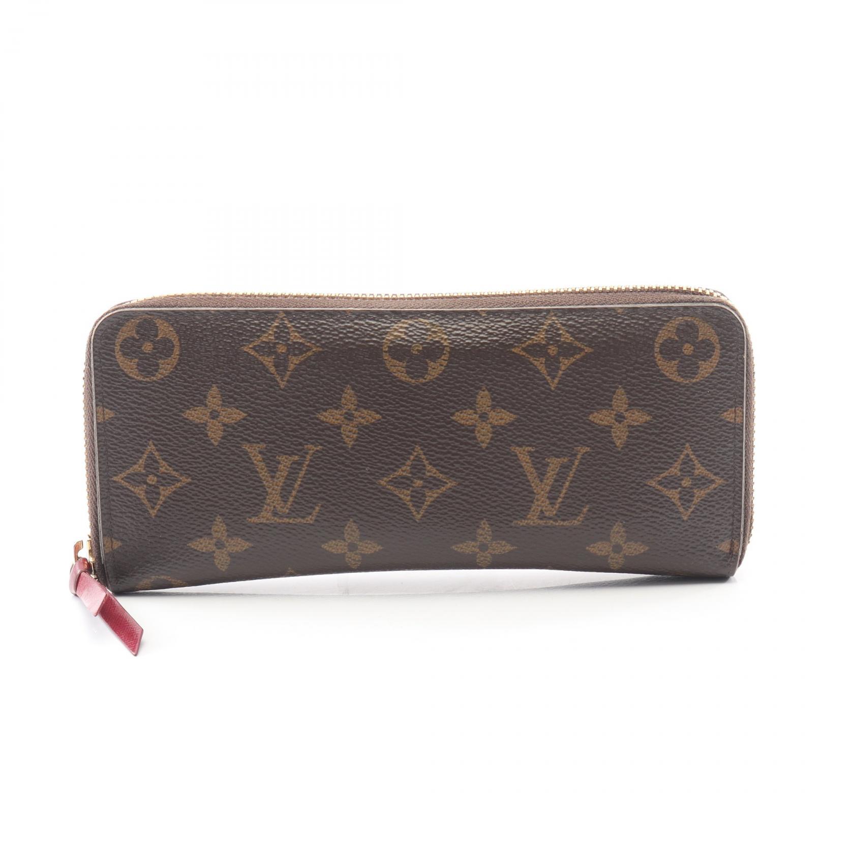 ルイ・ヴィトン LOUIS VUITTON ポルトフォイユ クレマンス ラウンド長財布 財布 レザー PVC モノグラム ブラウン系 / ピンク系 M60742 【中古】