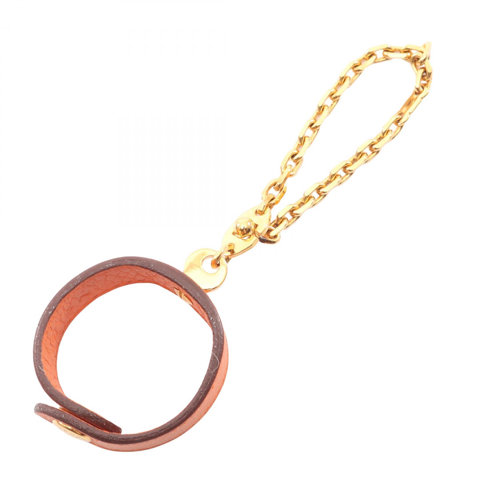 エルメス HERMES ノマド チャーム アクセサリー レザー GP オレンジ系 / ゴールド系 【中古】