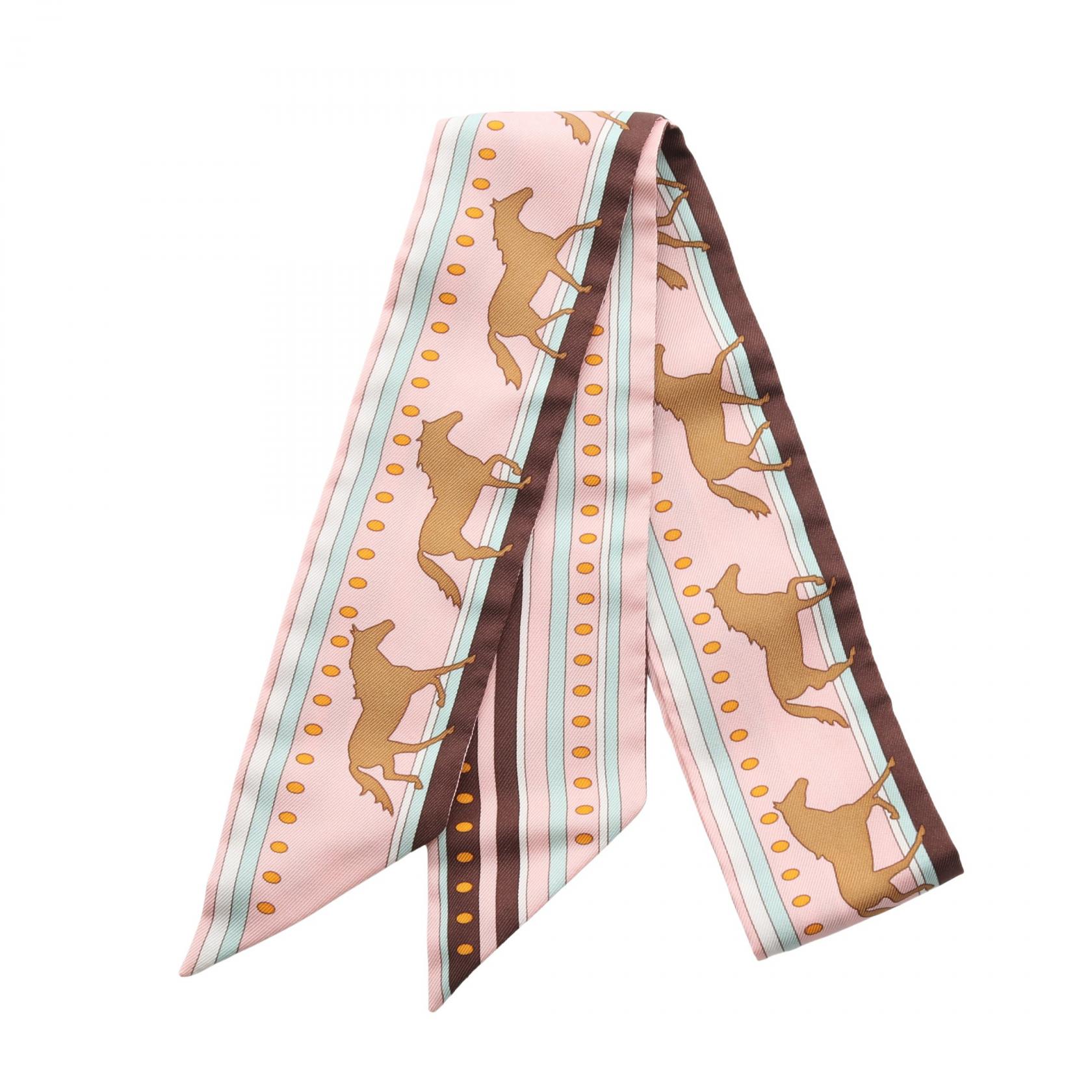 エルメス HERMES ツイリー SEQUENCES スカーフ 衣料品 シルク シルク ピンク系 / マルチカラー 【中古】