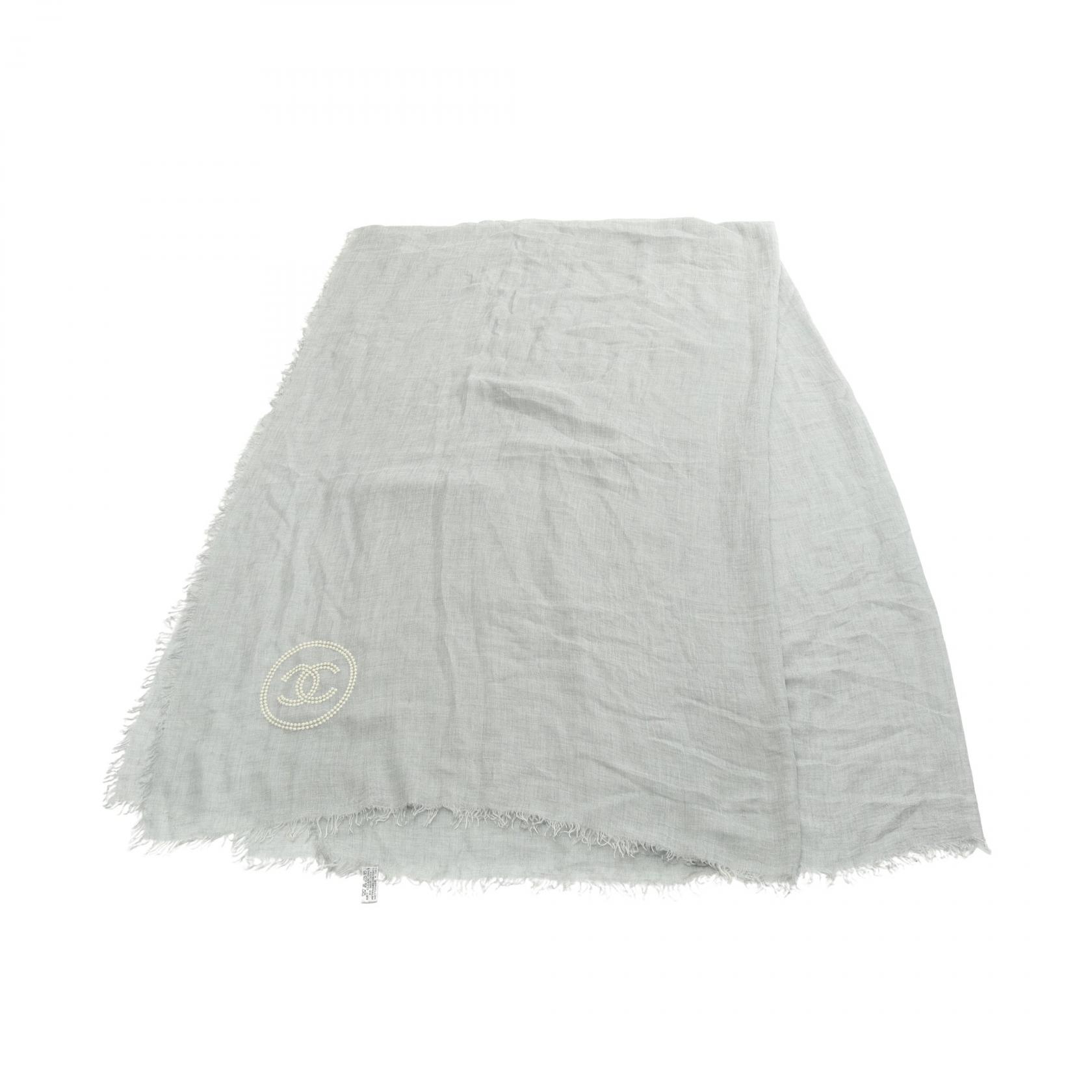 シャネル CHANEL ココマーク ストール 衣料品 シルク グレー系 【中古】