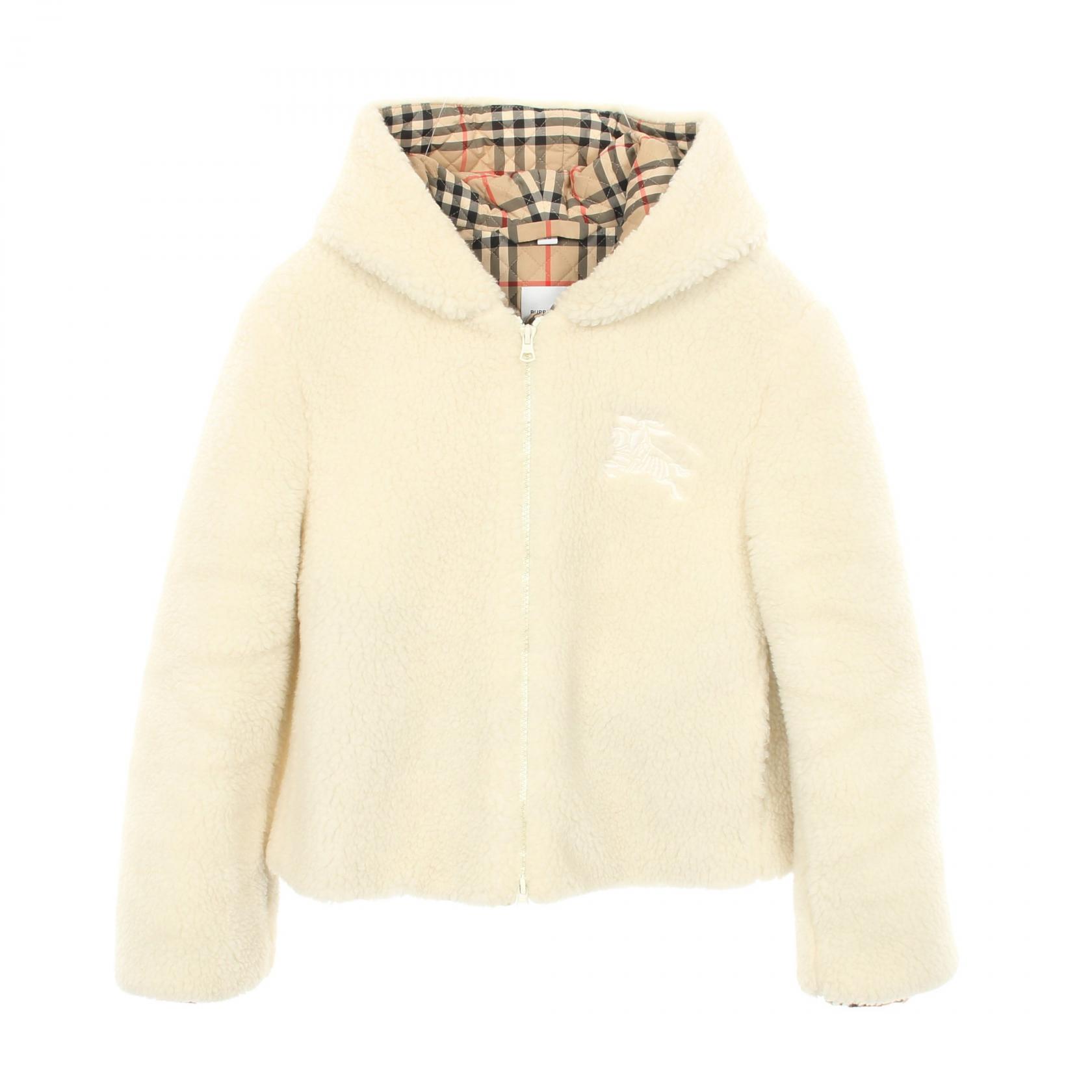 バーバリー BURBERRY ボア ブルゾン 衣料品 アウター カシミヤ ポリエステル ホワイト系 【中古】