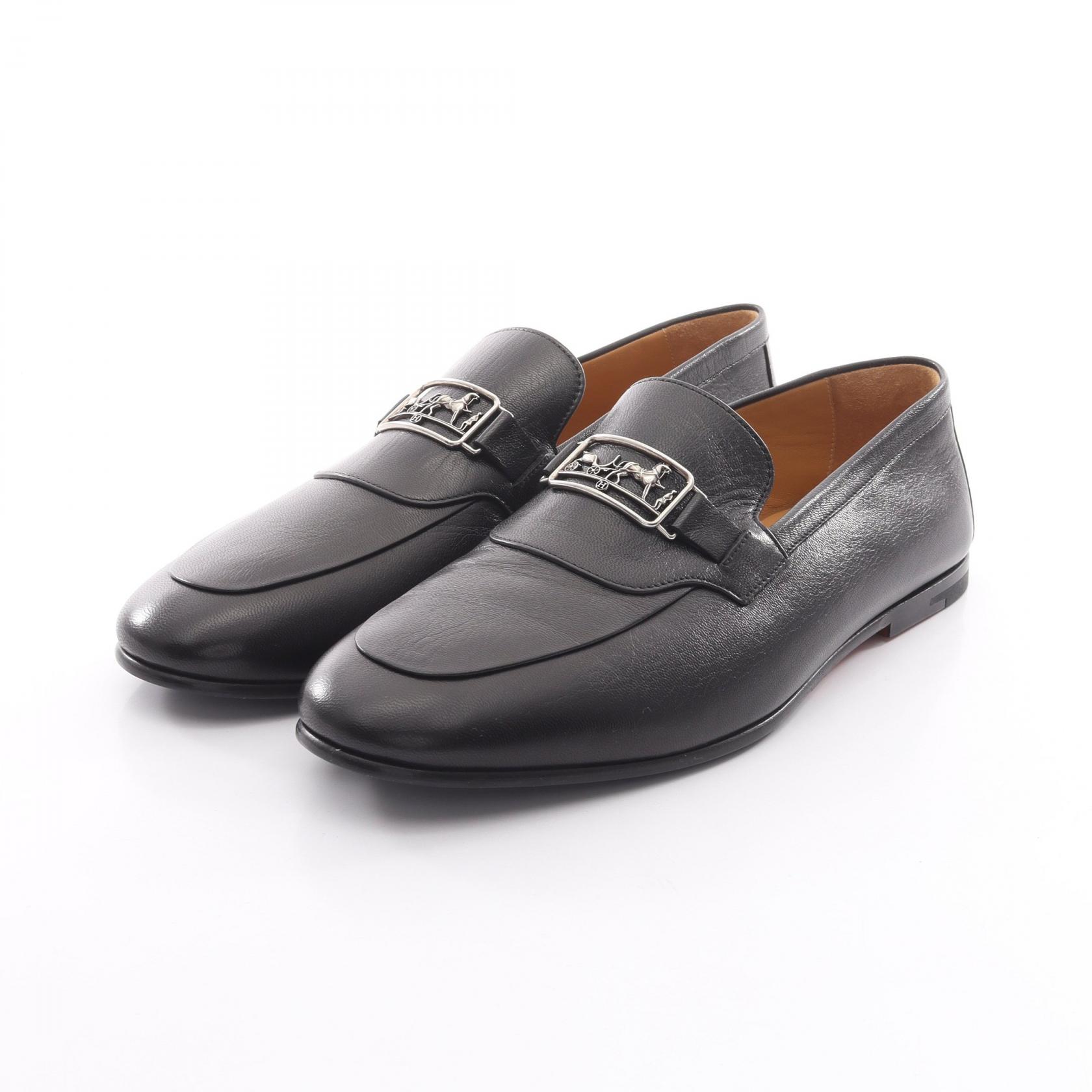 エルメス HERMES タイム ローファー 靴 レザー ブラック系 【中古】