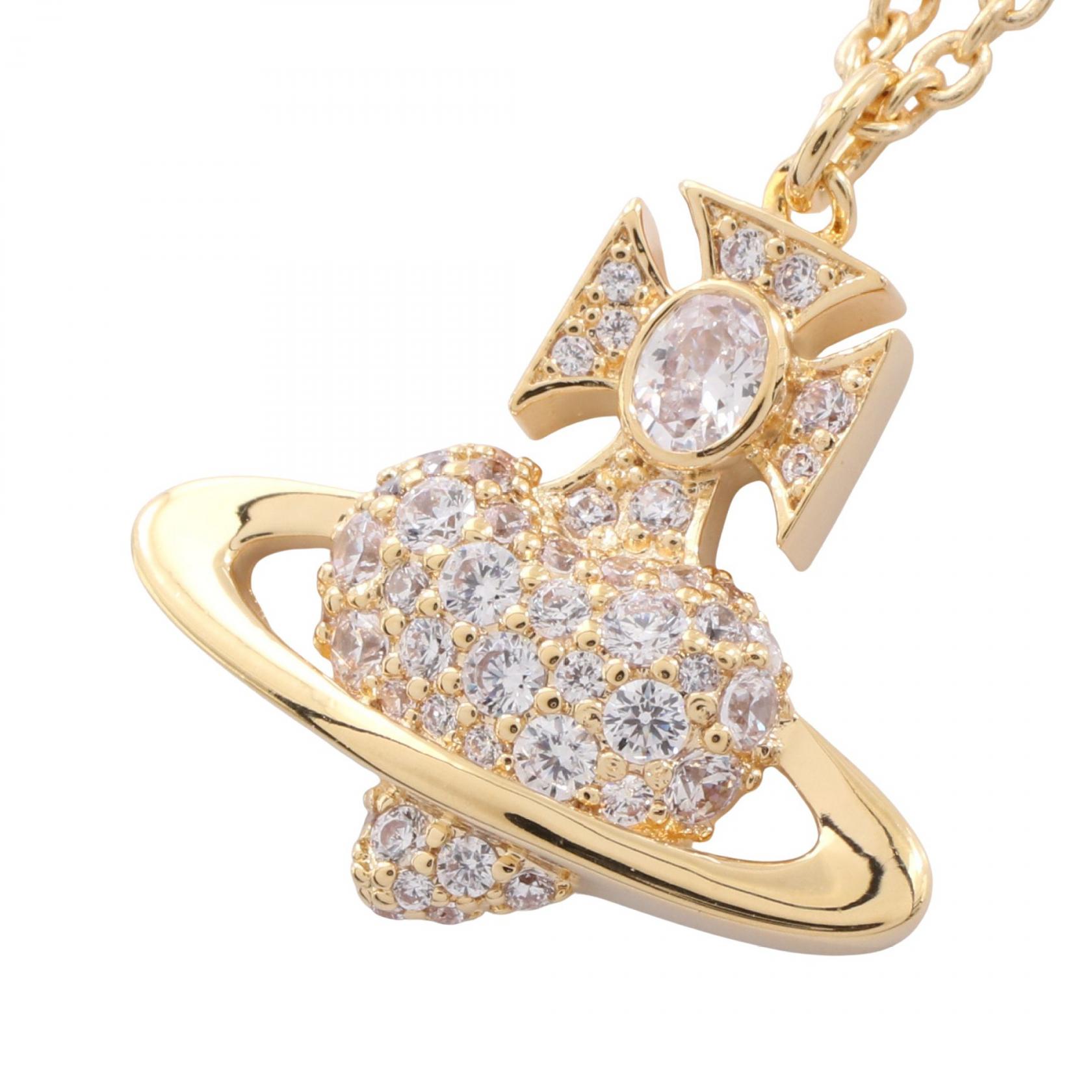ヴィヴィアンウエストウッド Vivienne Westwood AGNATHA ネックレス ジュエリー GP（ゴールドメッキ） ラインストーン ゴールド系 / クリア系 630203G0/02R102 【新品】