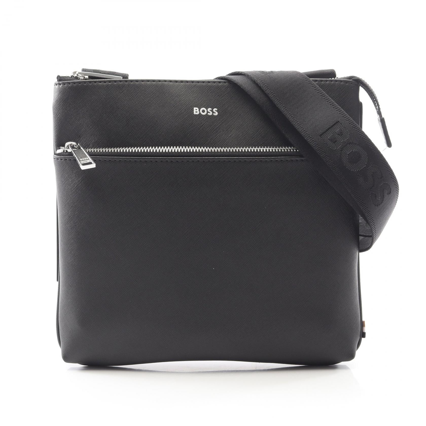 ヒューゴボス HUGO BOSS エンベロープバッグ フォイルプリント ロゴ ショルダーバッグ バッグ フェイクレザー ブラック系 8BL1461D5F0GXN 【新品】
