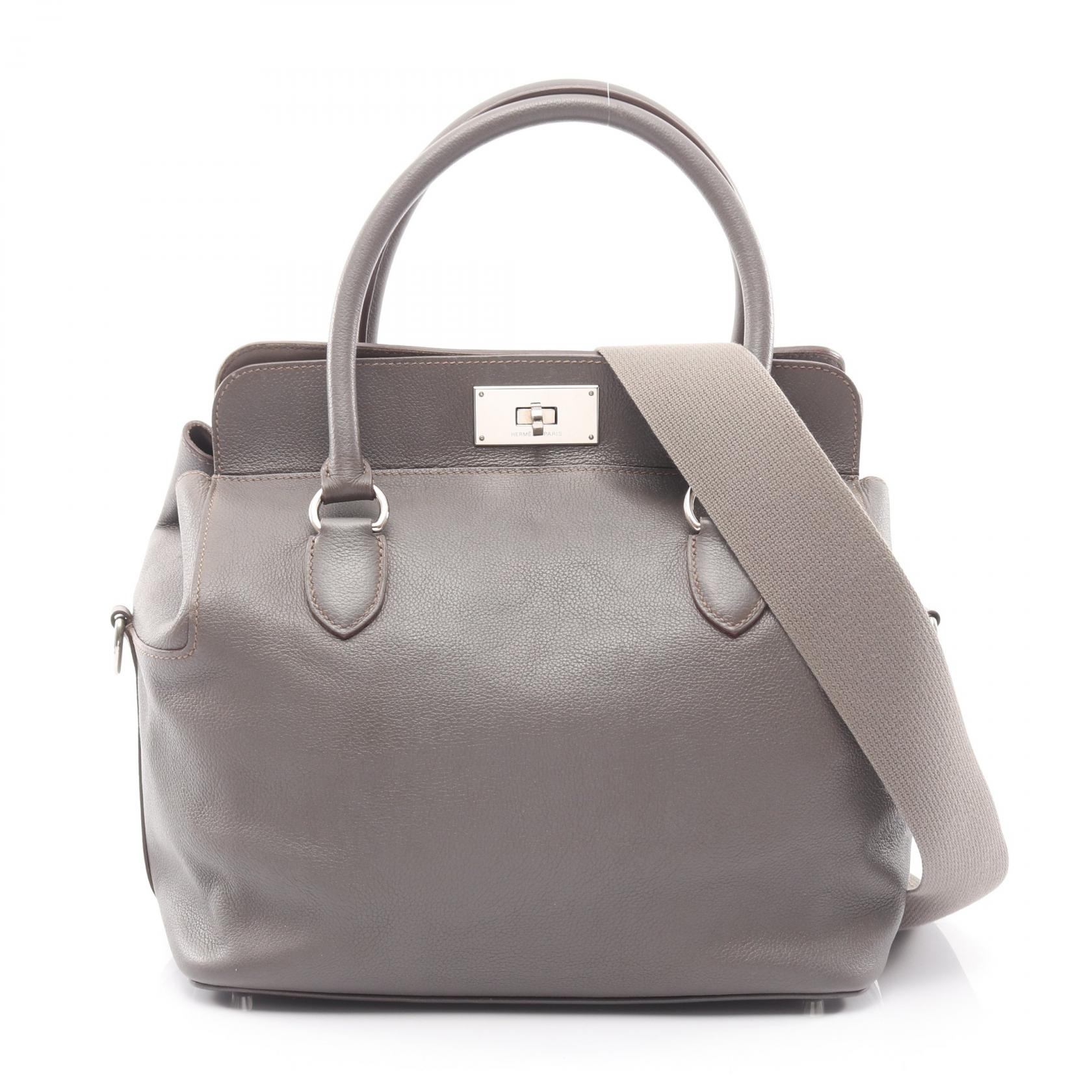 【15%OFFクーポン対象 4/4 20時-4/10 23:59】エルメス HERMES ツールボックス26 ハンドバッグ バッグ レザー エバーカラー エバーカラー グレー系 【中古】