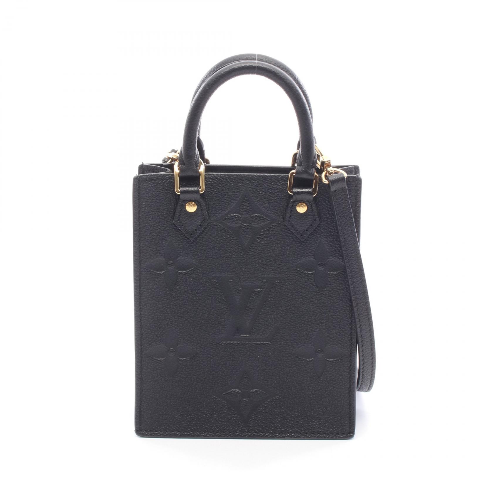 【15%OFFクーポン対象 4/4 20時-4/10 23:59】ルイ・ヴィトン LOUIS VUITTON プティット サックプラ ハンドバッグ バッグ レザー モノグラム・アンプラント ブラック系 M81417 【中古】