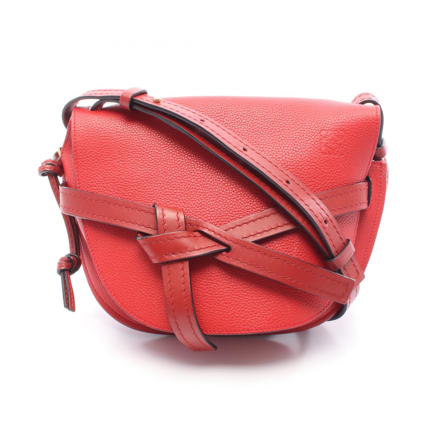 【15%OFFクーポン 7/19 20時～7/26 9:59】ロエベ LOEWE ゲート スモール ショルダーバッグ バッグ レザー レッド系 【中古】｜RECLO（リクロ）店