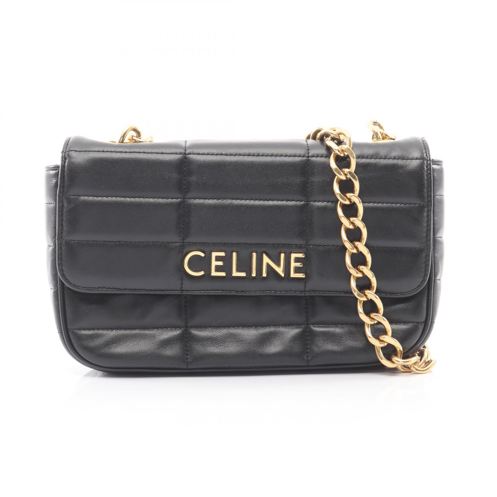 セリーヌ CELINE マトラッセ モノクローム ショルダーバッグ バッグ レザー ブラック系 【中古】 148,500円