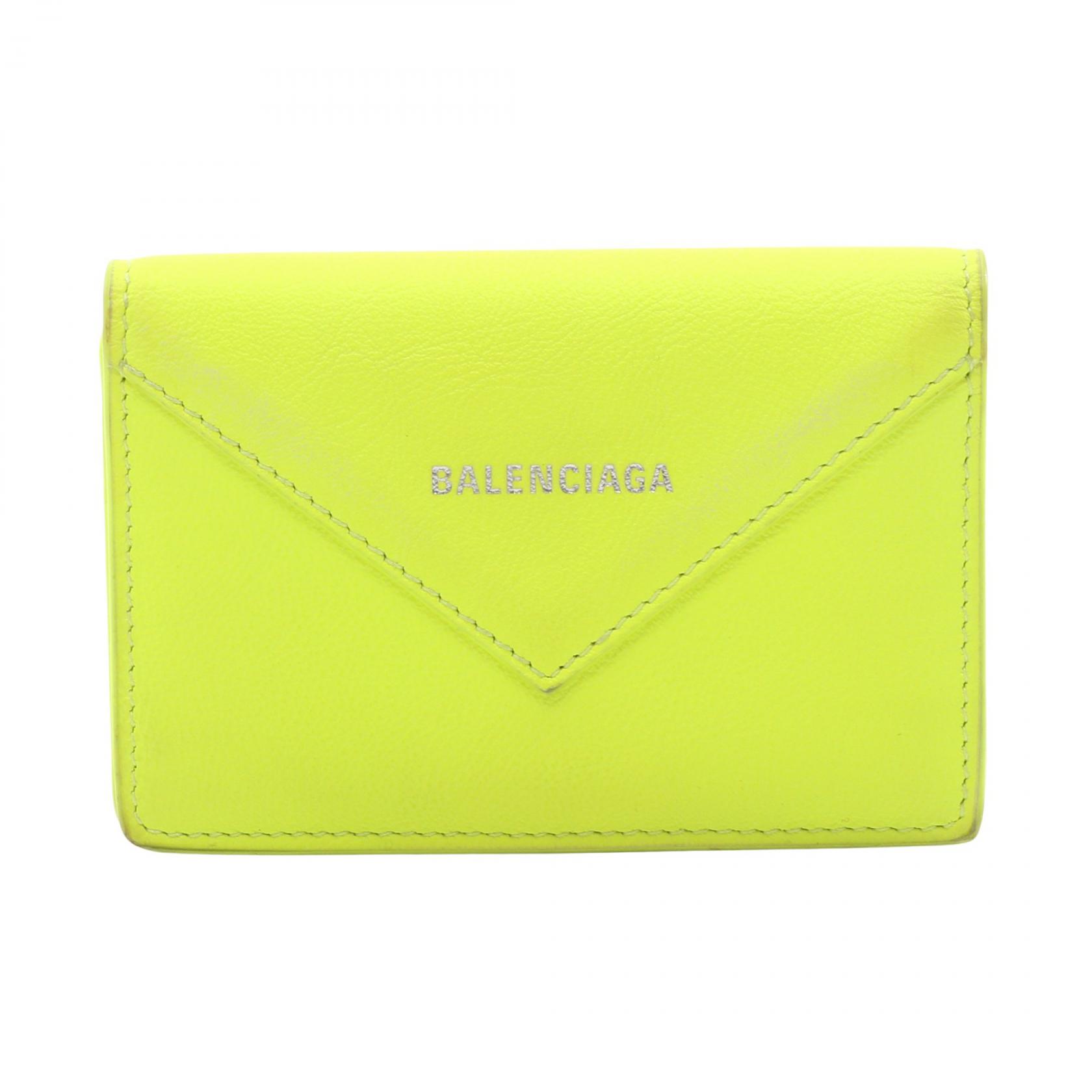バレンシアガ BALENCIAGA PAPIER ZA THIN CARD カードケース アクセサリー レザー グリーン系 【中古】