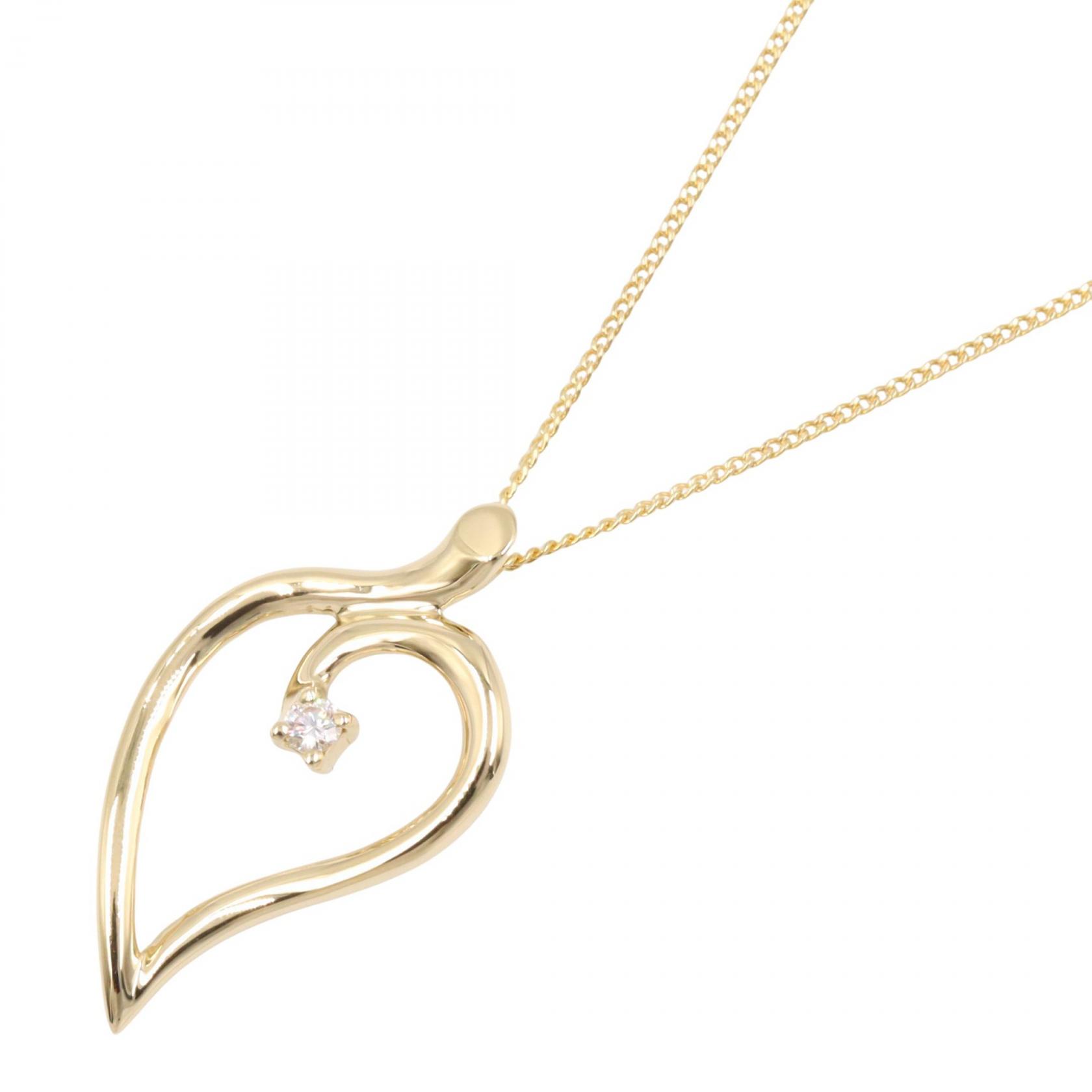 【全品ポイント11倍｜7/30 0:00-23:59】ティファニー TIFFANY＆CO リーフハート 1PD ネックレス ネックレス ジュエリー K18（イエローゴールド） ダイヤモンド ゴールド系 / クリア系 【中古】｜RECLO（リクロ）店