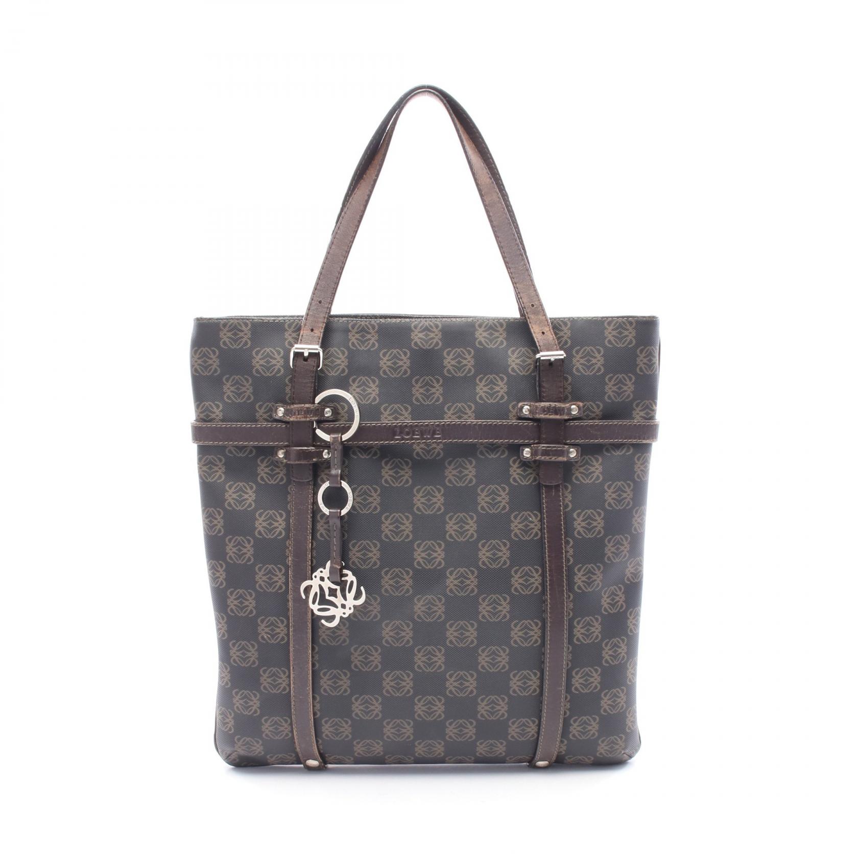 【全品ポイント11倍｜7/30 0:00-23:59】ロエベ LOEWE リピートアナグラム トートバッグ バッグ PVCコーティングキャンバス レザー ブラウン系 【中古】｜RECLO（リクロ）店