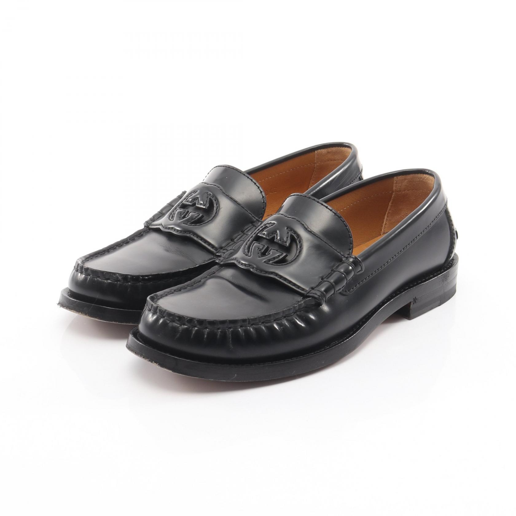 グッチ GUCCI インターロッキングG ローファー 靴 レザー ブラック系 738676 【中古】 23,100円