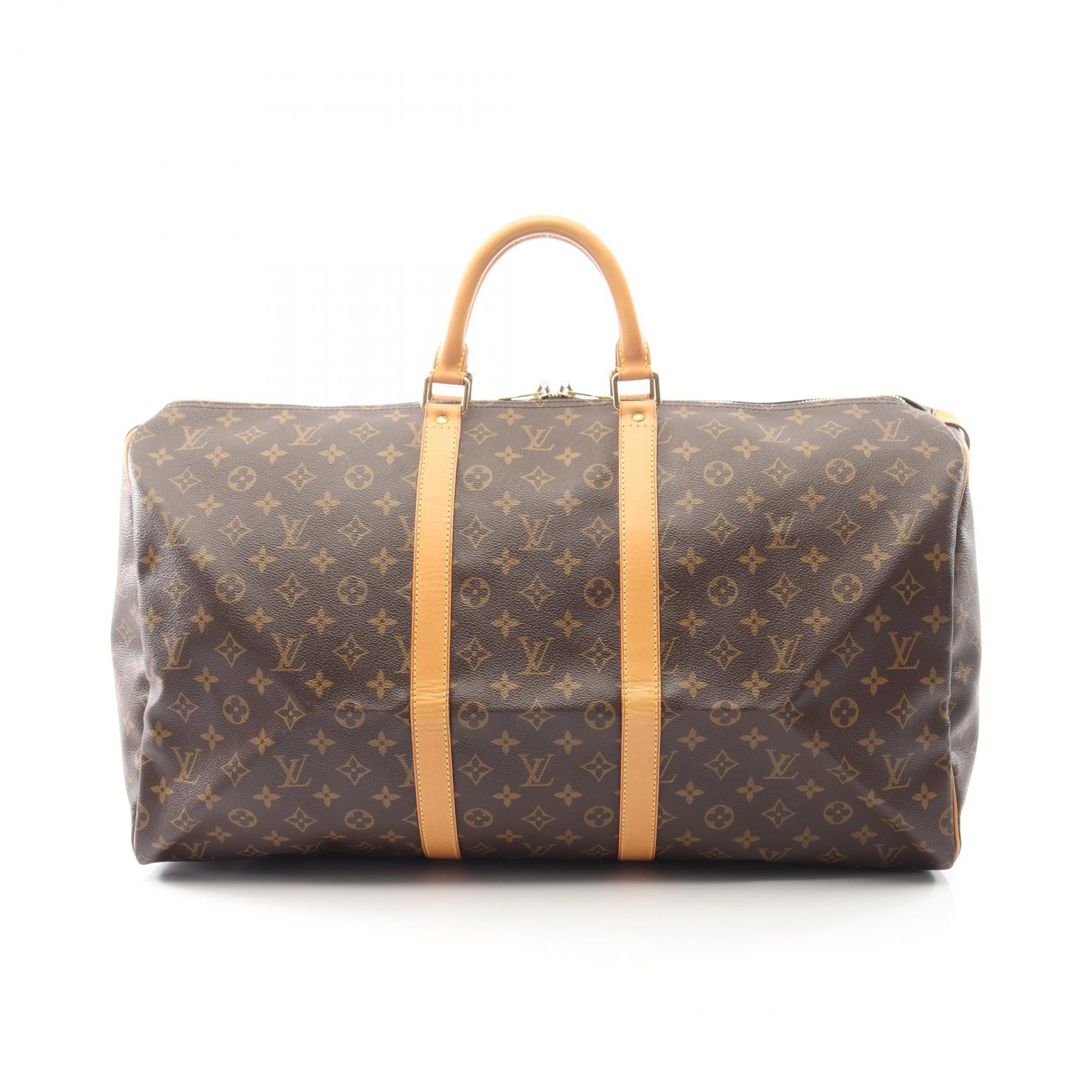 ルイ・ヴィトン LOUIS VUITTON キーポル55 ボストンバッグ バッグ PVCコーティングキャンバス レザー モノグラム ブラウン系 M41424 【中古】