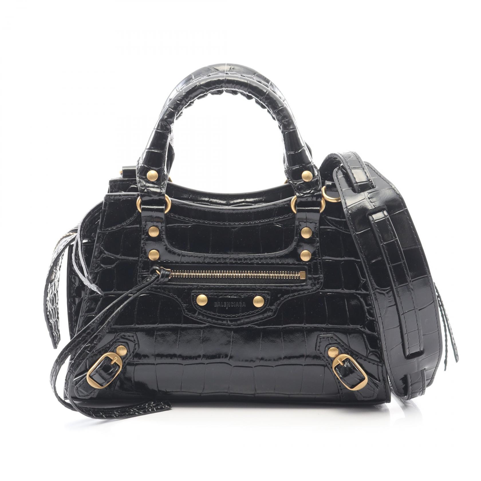 バレンシアガ BALENCIAGA NEO CLASS CITY MINI ネオ クラシック シティ ミニ ハンドバッグ バッグ レザー ブラック系 【中古】
