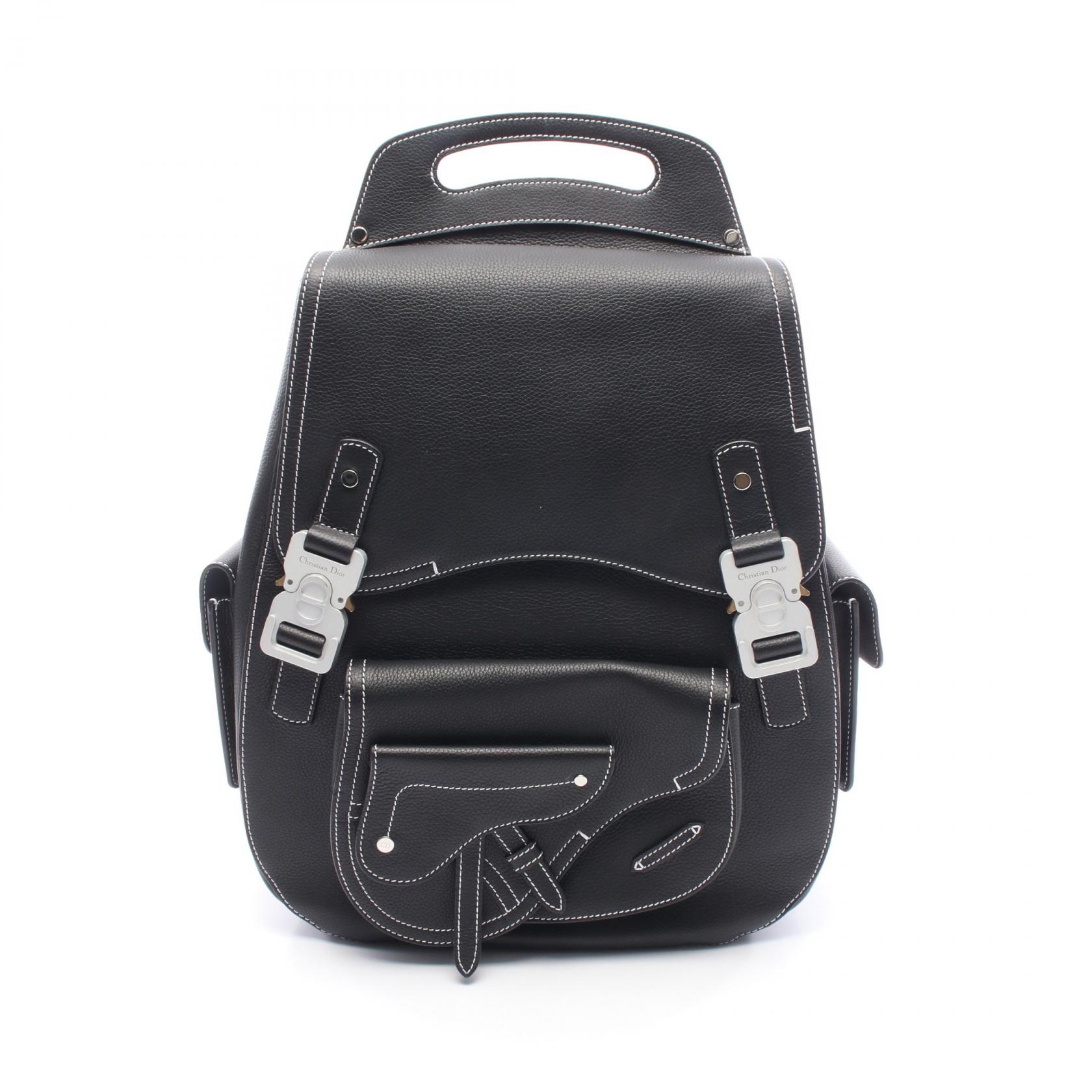 【15%OFFクーポン対象 4/4 20時-4/10 23:59】ディオール Dior Gallop ギャロップ マキシ リュックサック バックパック バッグ レザー ブラック系 【中古】