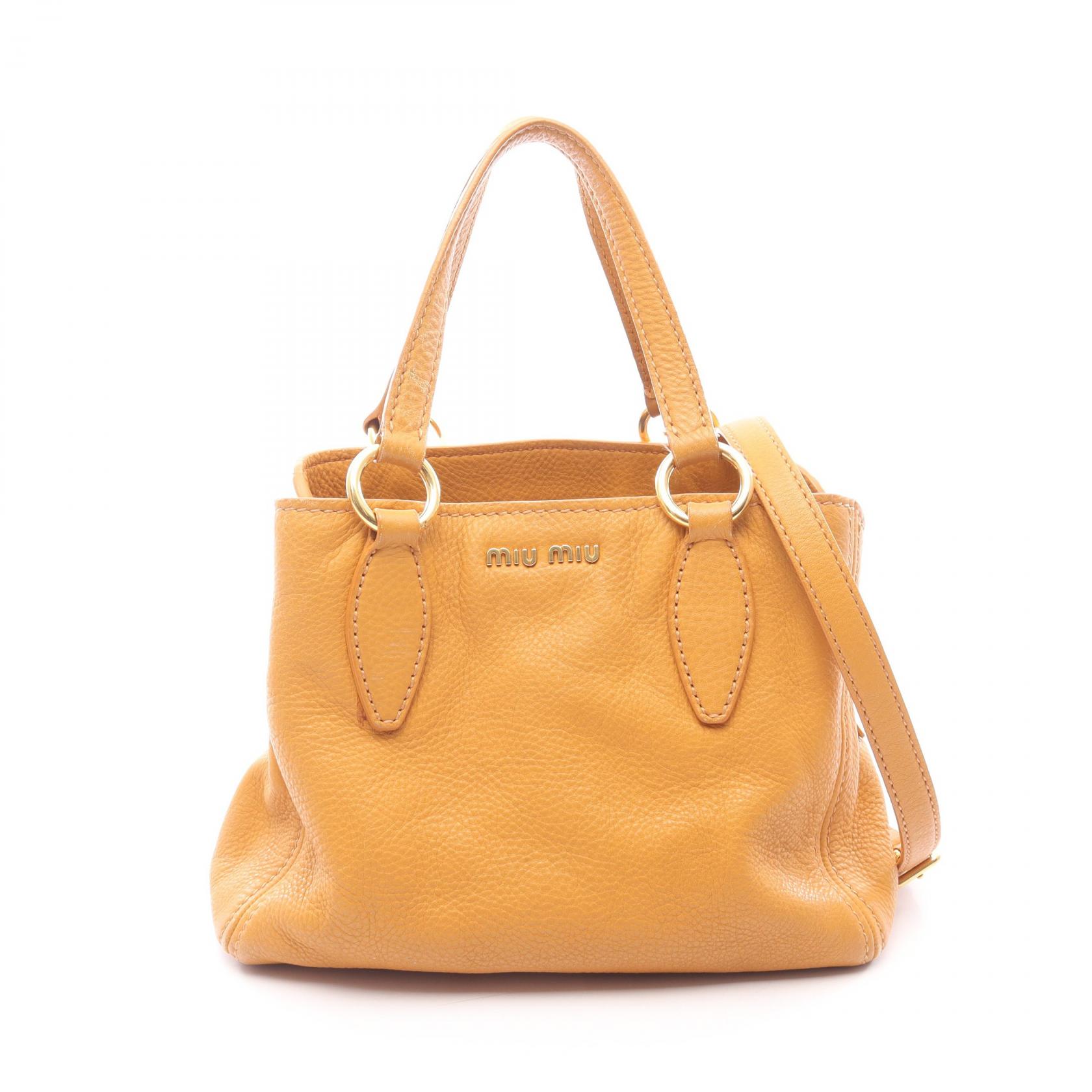 【全品ポイント11倍｜7/30 0:00-23:59】ミュウ ミュウ Miu Miu VITELLO CARIBU ヴィッテロカリブ ハンドバッグ バッグ レザー イエロー系 【中古】｜RECLO（リクロ）店