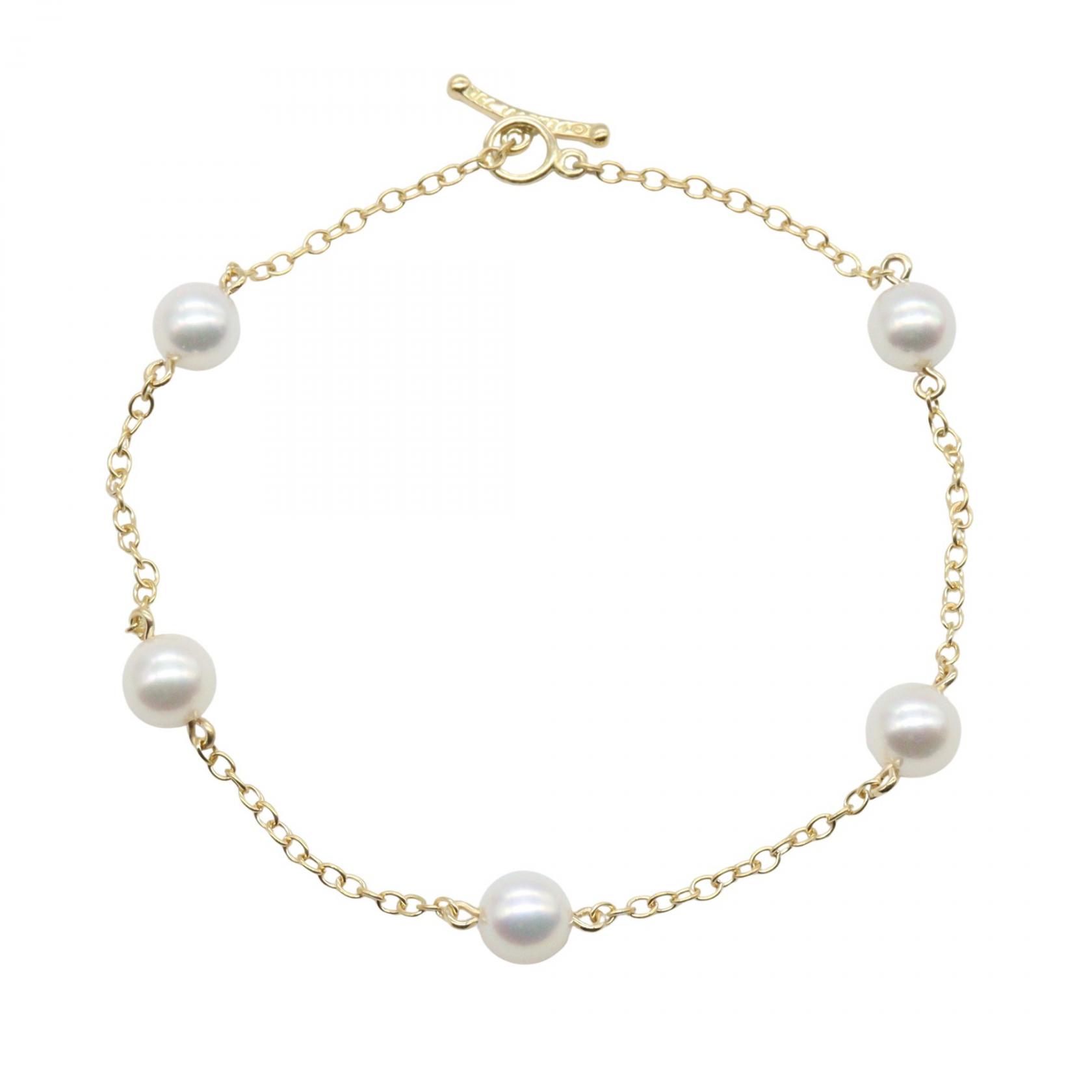 ティファニー TIFFANY＆CO バイザヤード ステーション パール ブレスレット ブレスレット アクセサリー K18（イエローゴールド） パール ゴールド系 / ホワイト系 【中古】