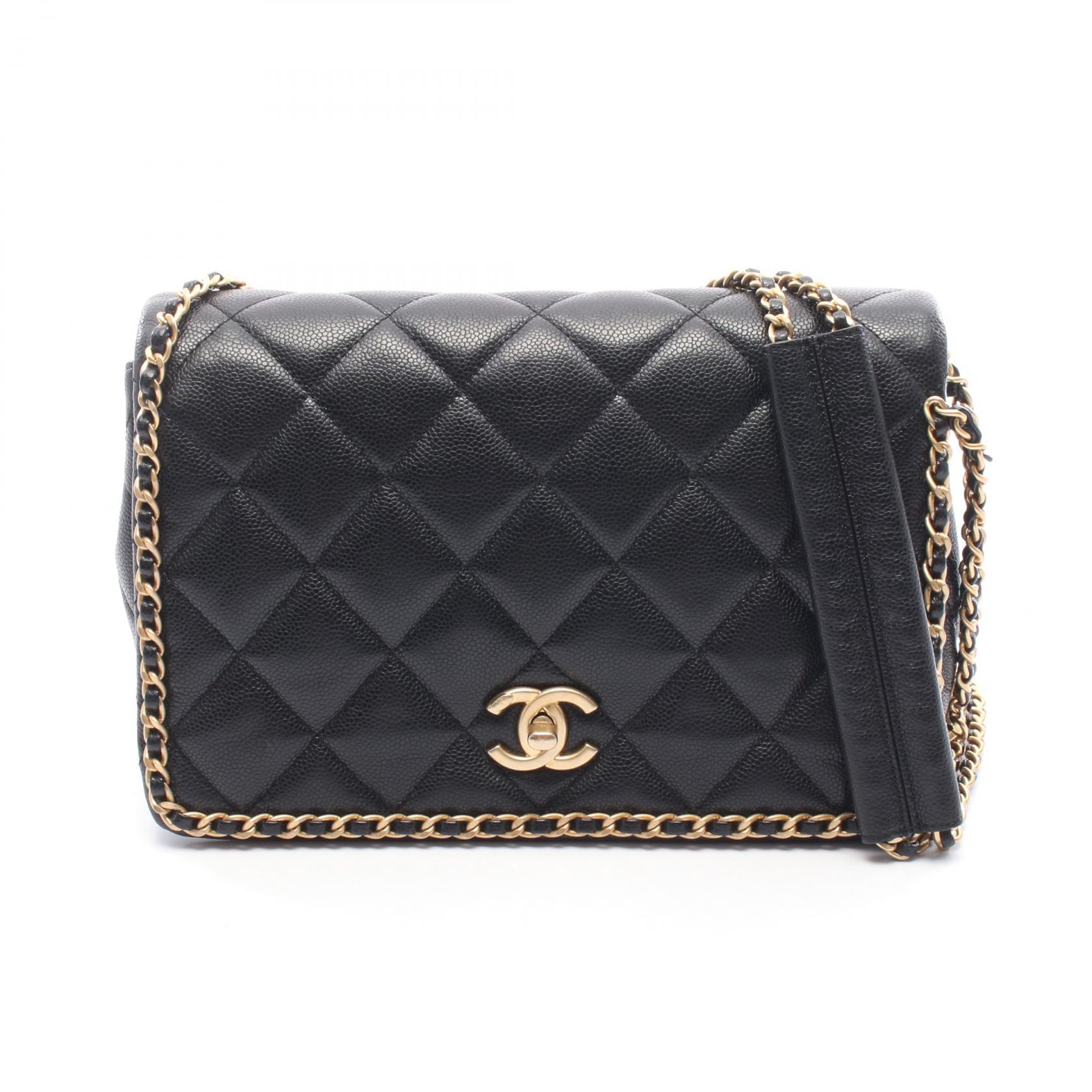 シャネル CHANEL マトラッセ ショルダーバッグ バッグ レザー グレインドカーフスキン ブラック系 AS3468 【中古】