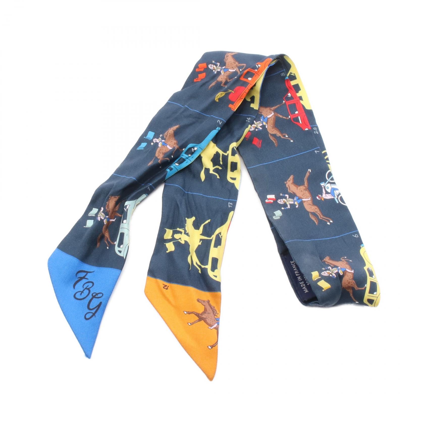 エルメス HERMES ツイリー HERMES PARADE スカーフ 衣料品 シルク シルク ネイビー系 / マルチカラー 【中古】