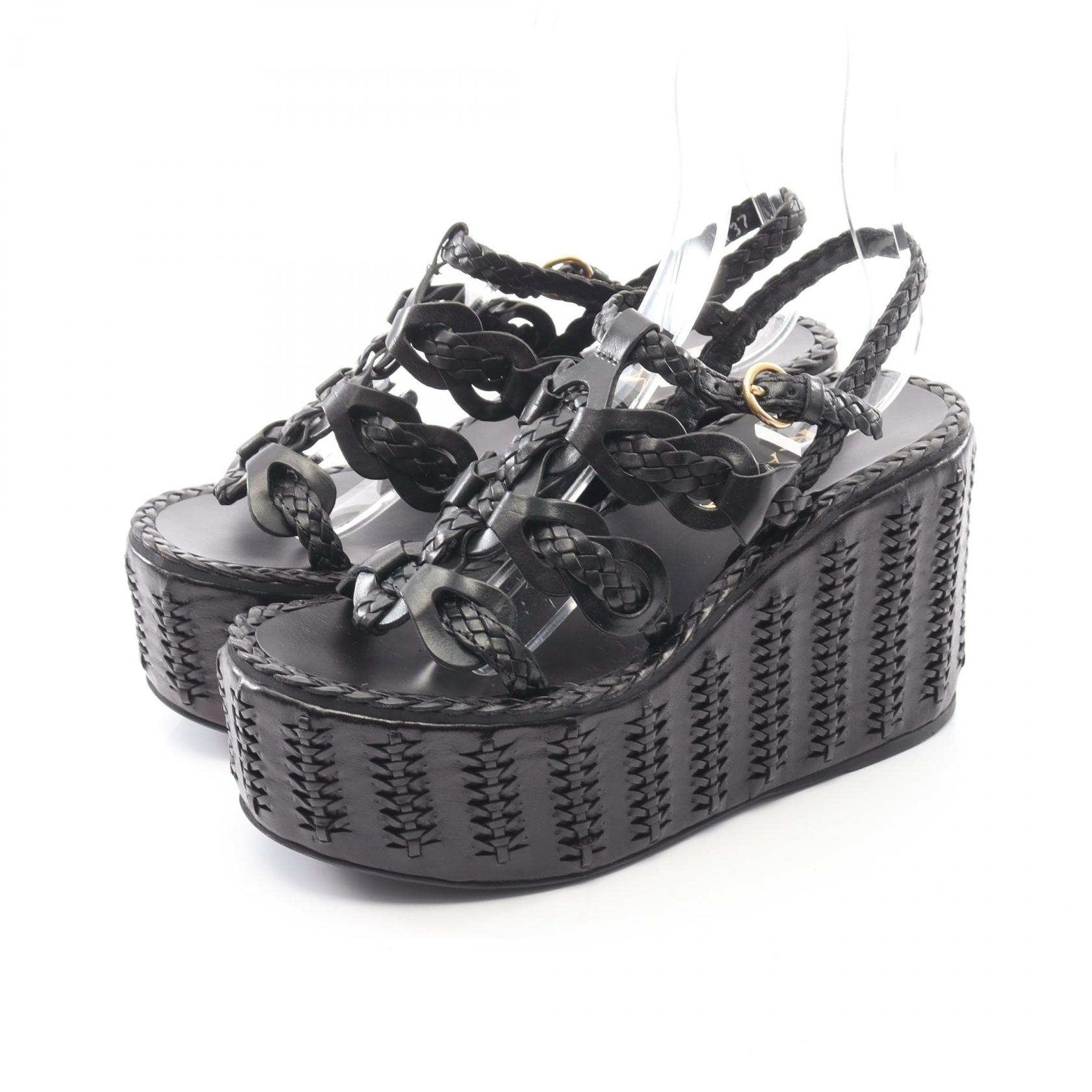 プラダ PRADA サンダル 靴 レザー ブラック系 【中古】