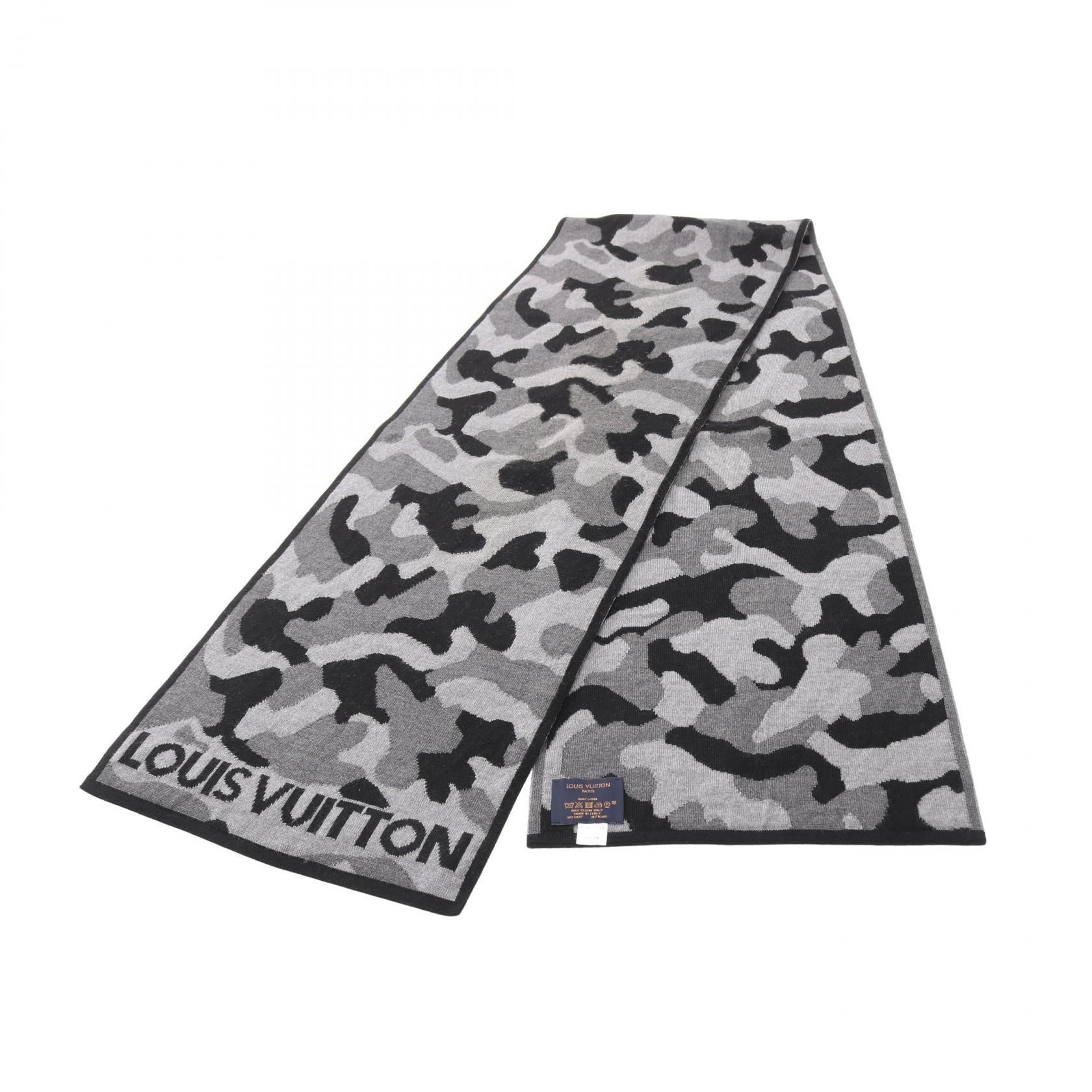 ルイ・ヴィトン LOUIS VUITTON エシャルプ ミリタリー マフラー 衣料品 ウール グレー系 / ブラック系 【中古】