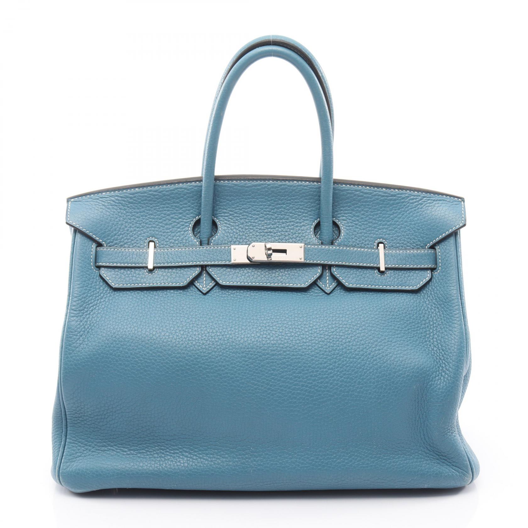 【15%OFFクーポン対象 4/4 20時-4/10 23:59】エルメス HERMES バーキン35 ハンドバッグ バッグ レザー トリヨンクレマンス トリヨンクレマンス ブルー系 【中古】 704,000円