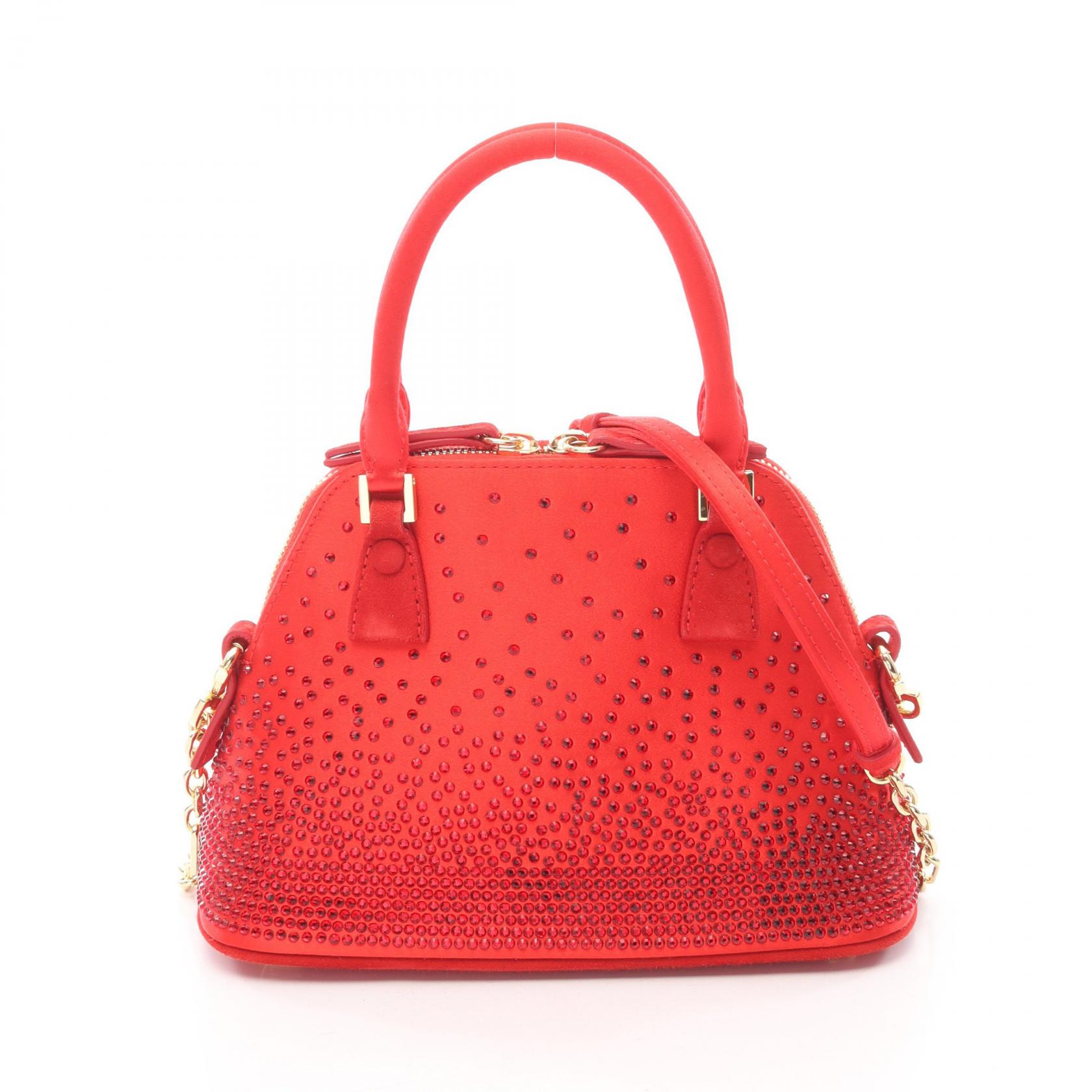 【15%OFFクーポン対象 4/4 20時-4/10 23:59】メゾン マルジェラ Maison Margiela 5AC マイクロ ハンドバッグ バッグ ファブリック スウェード レッド系 SB2WG0006 【中古】