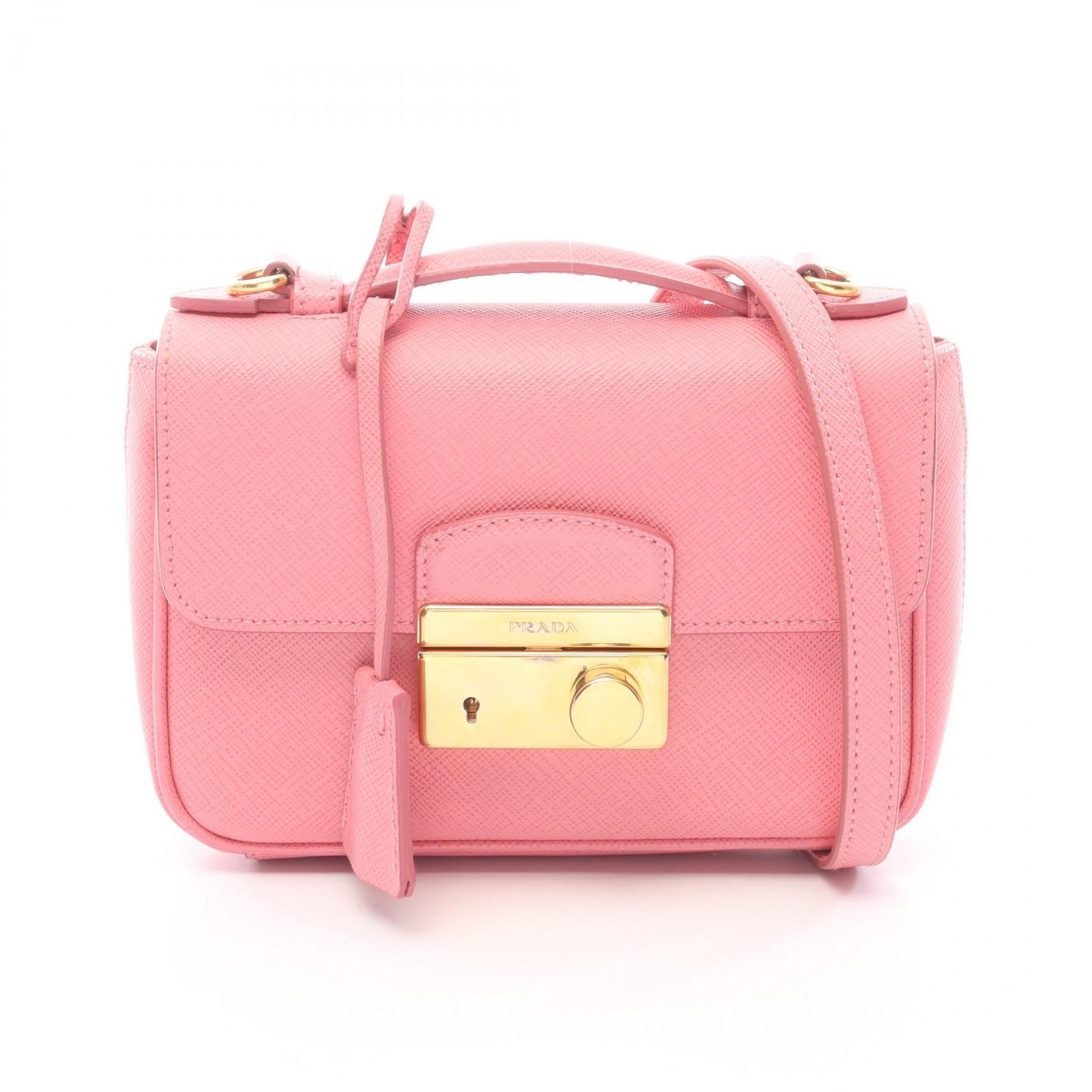 【20%OFFクーポン対象 4/4 20時-4/10 23:59】プラダ PRADA ハンドバッグ バッグ サフィアーノレザー ピンク系 【中古】