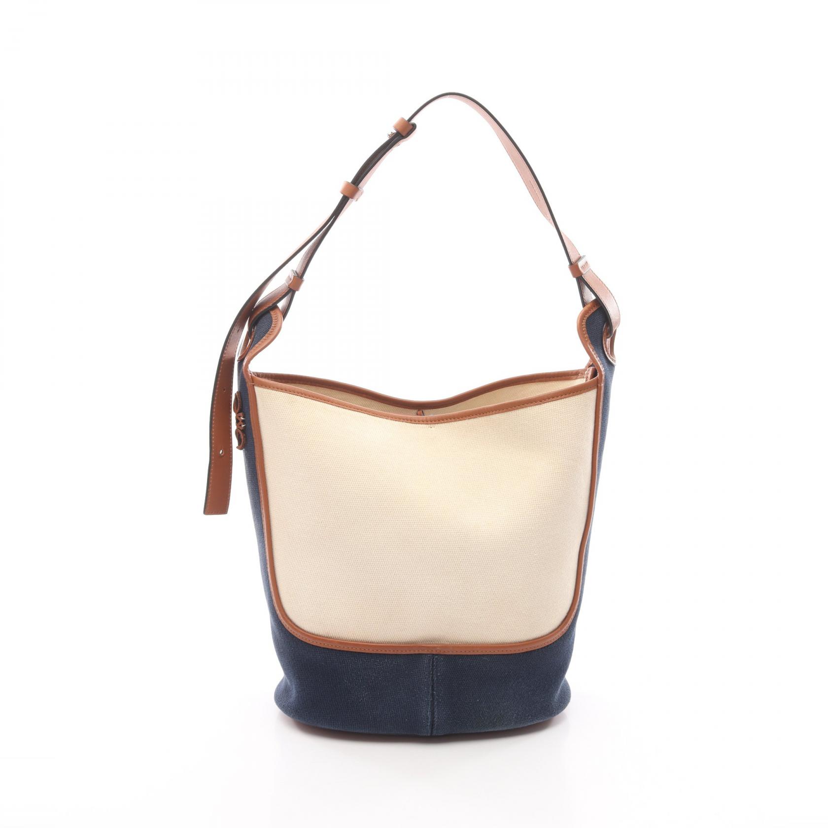 【20%OFFクーポン対象 4/4 20時-4/10 23:59】ロエベ LOEWE アナグラム ホーボーバッグ ショルダーバッグ バッグ キャンバス レザー アイボリー系 / ネイビー系 / ブラウン系 【中古】