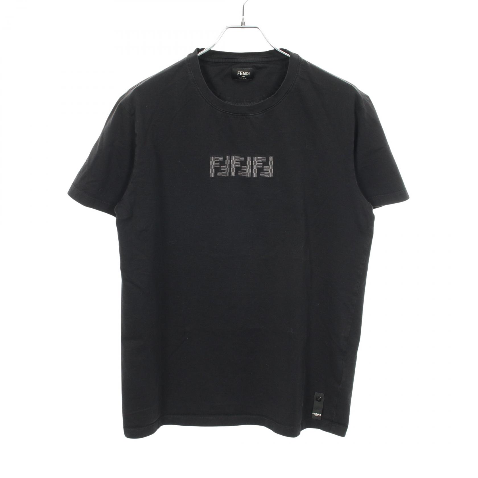 【10%OFFクーポン 7/21 10時~7/26 9:59】フェンディ FENDI FFラビリンス エンブロイダリー 半袖Tシャツ 衣料品 トップス コットン ブラック系 FY1319 ASE7 【中古】|RECLO(リクロ)店