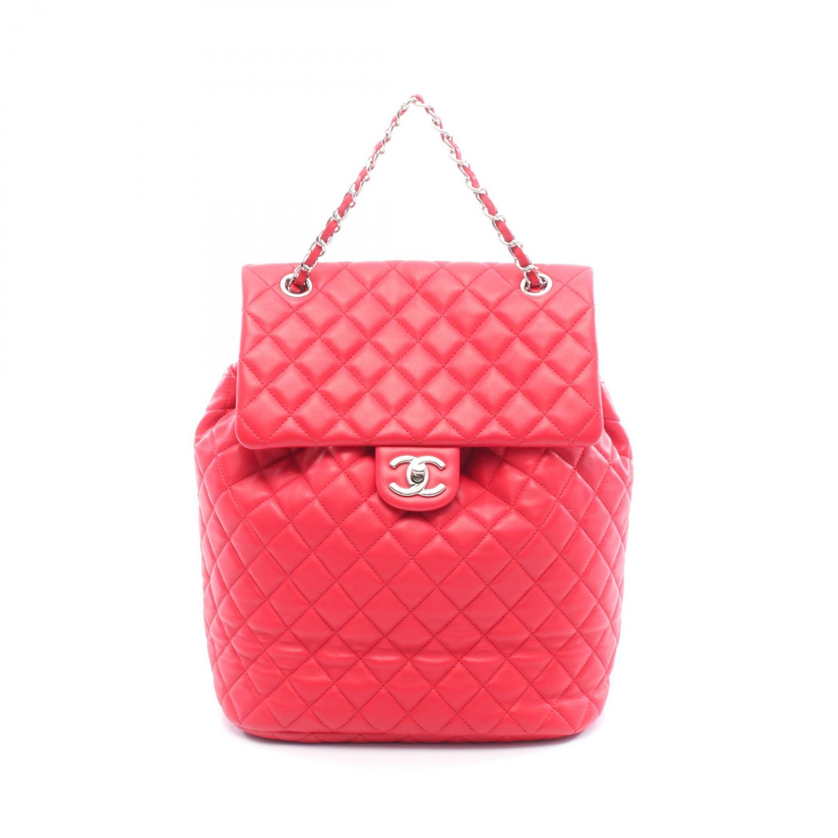 シャネル CHANEL マトラッセ リュックサック バックパック バッグ ラムスキン（羊革） レッド系 91121 【中古】