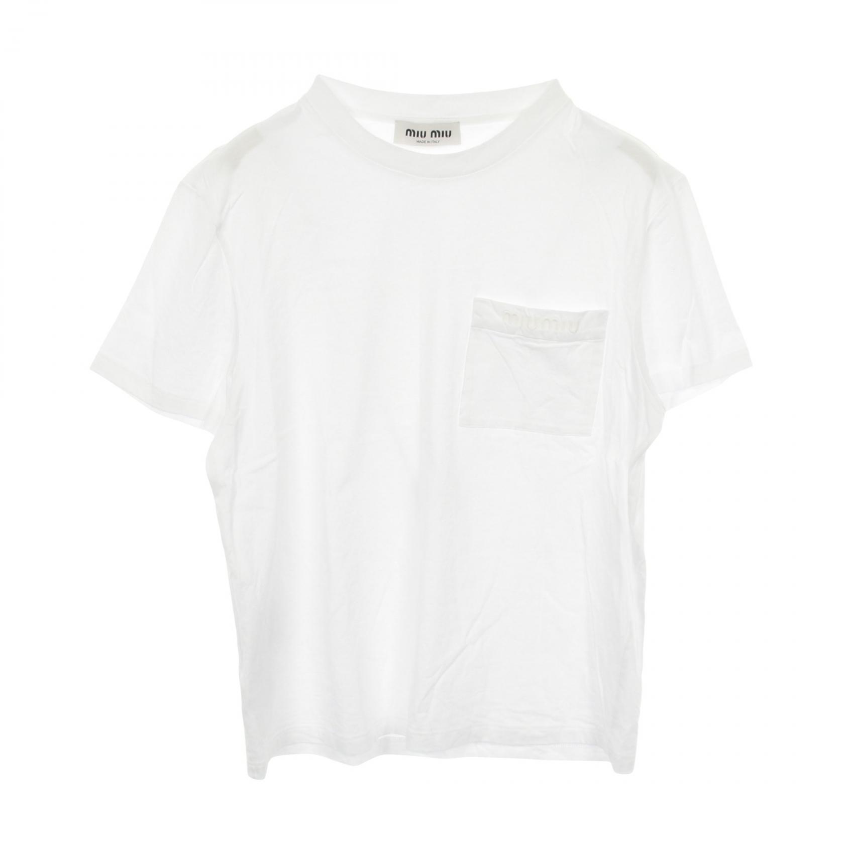 ミュウ ミュウ Miu Miu 半袖Tシャツ 衣料品 トップス コットン ホワイト系 【中古】
