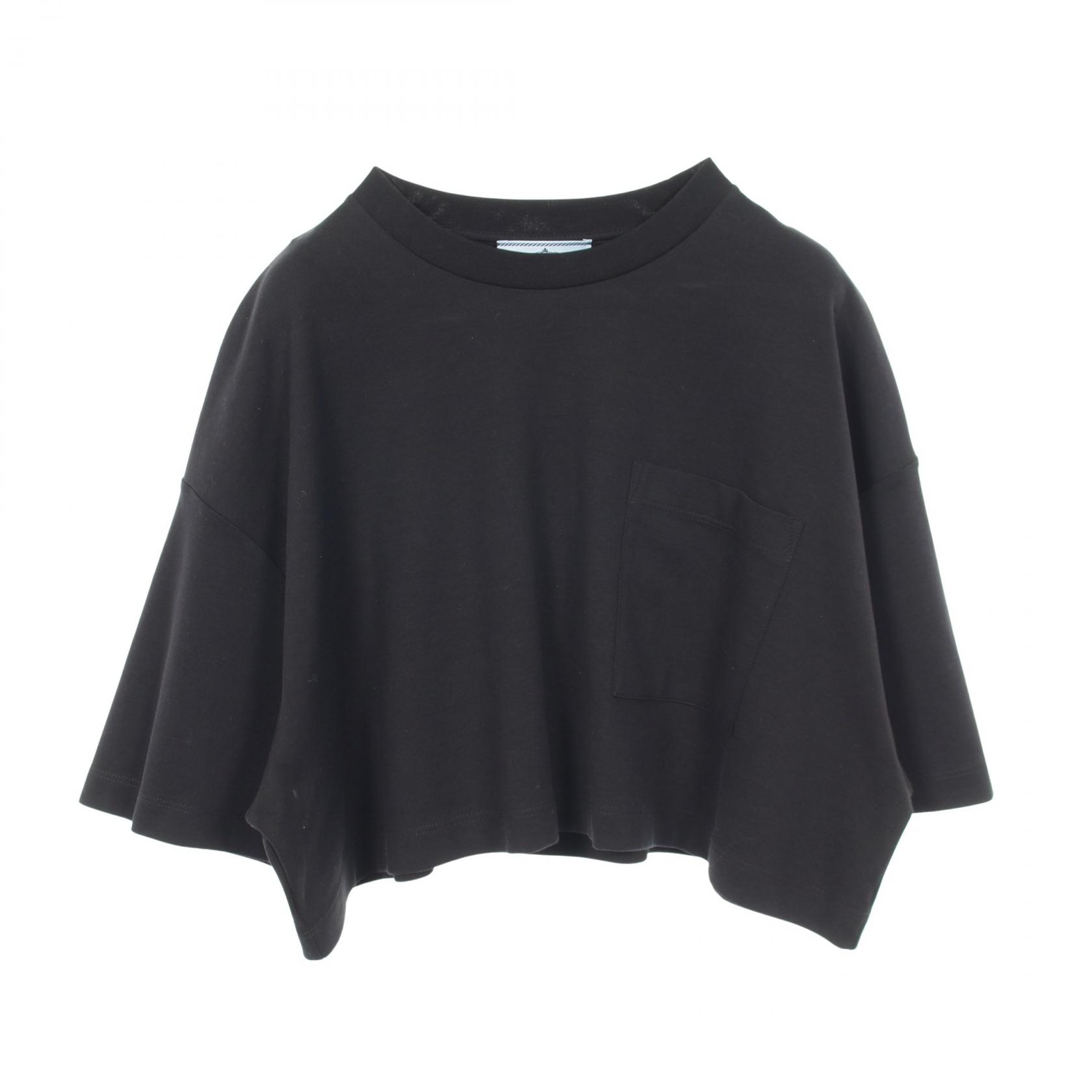 プラダ PRADA クロップド 半袖Tシャツ 衣料品 トップス コットン ブラック系 【中古】