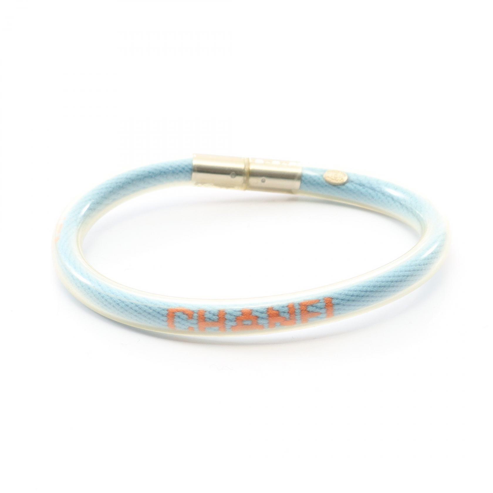 シャネル CHANEL スポーツライン ロゴ チューブバングル ブレスレット アクセサリー ラバー ブルー系 【中古】