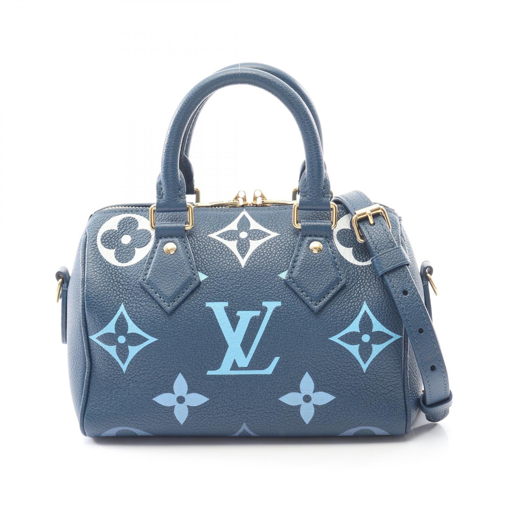 【15%OFFクーポン対象 4/4 20時-4/10 23:59】ルイ・ヴィトン LOUIS VUITTON スピーディバンドリエール20 バイザプール ハンドバッグ バッグ レザー モノグラム・アンプラント ブルー系 M46517 【中古】
