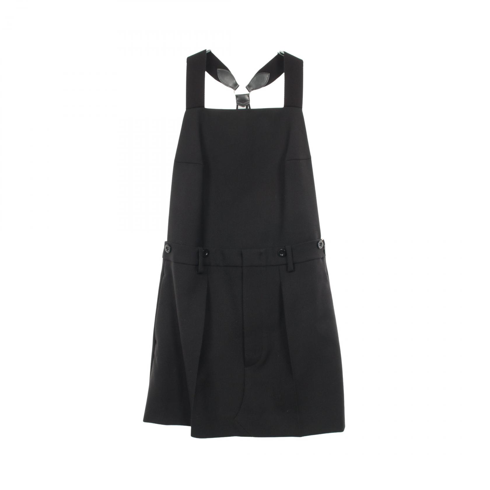 プラダ PRADA バックレス サスペンダー ギャバジンミニドレス ワンピース 衣料品 トップス ウール ブラック系 【中古】