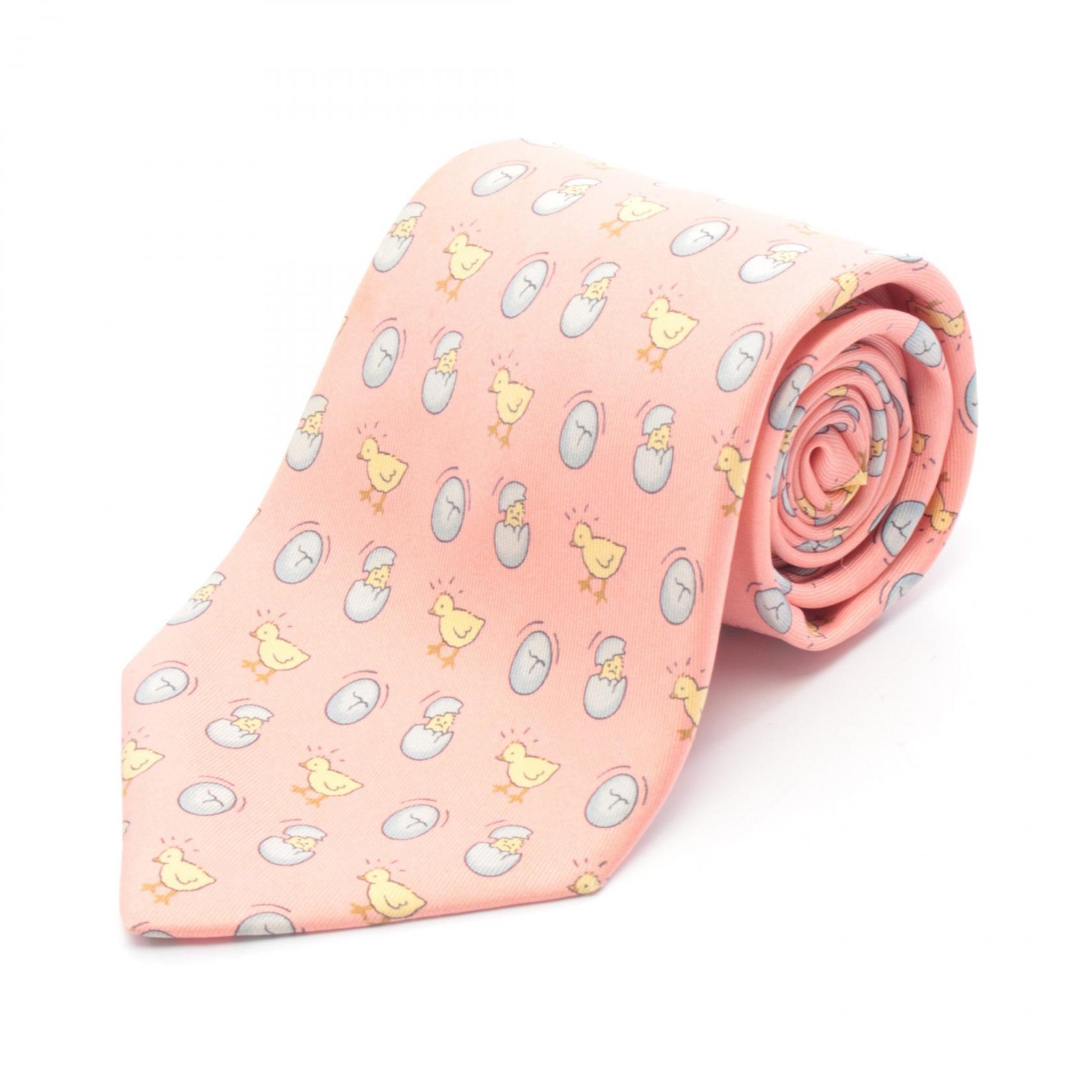 エルメス HERMES ネクタイ 衣料品 シルク シルク ピンク系 / イエロー系 / グレー系 7532IA 【中古】