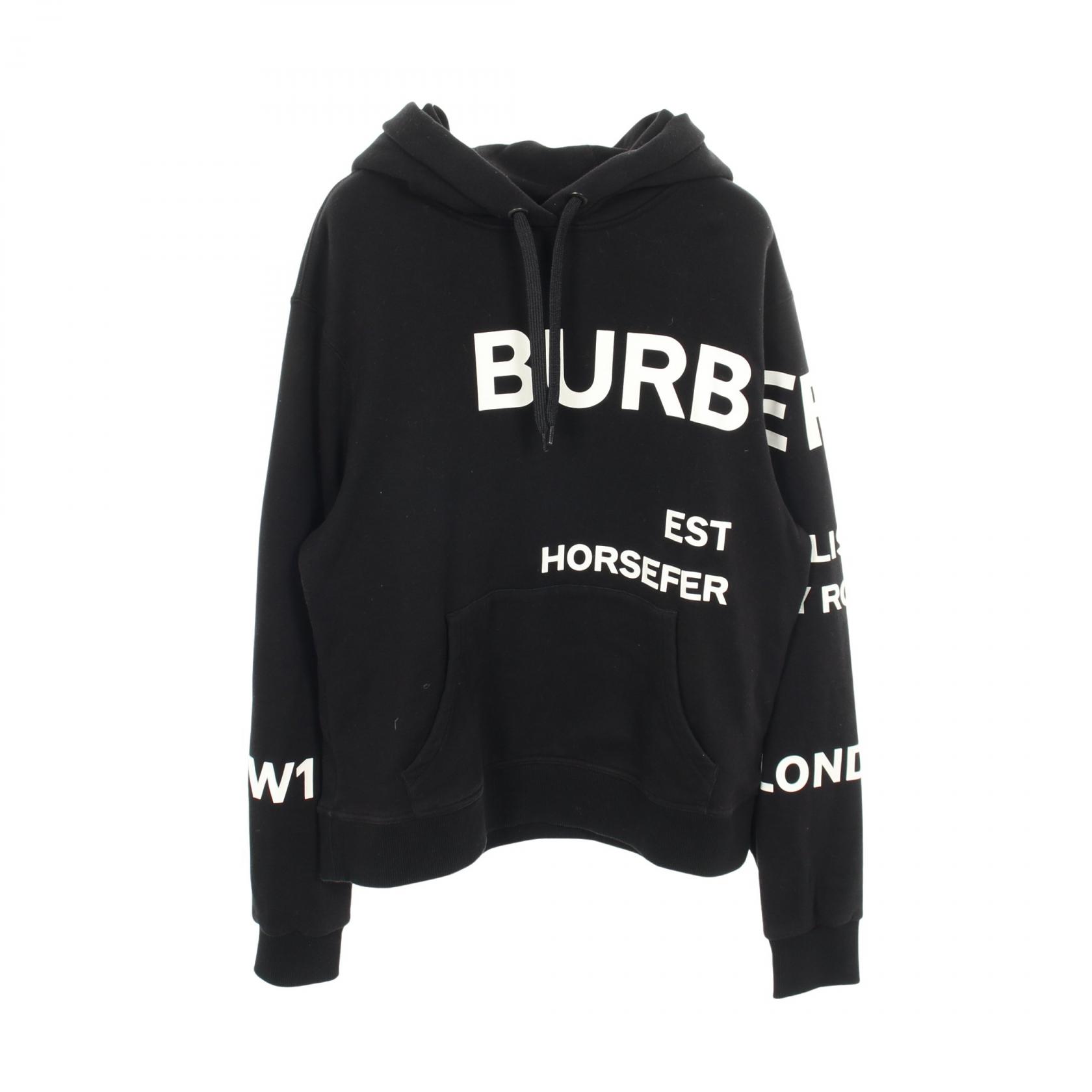 【10%OFFクーポン 7/21 10時～7/26 9:59】バーバリー BURBERRY ホースフェリー パーカー 衣料品 トップス コットン ブラック系 / ホワイト系 【中古】｜RECLO（リクロ）店