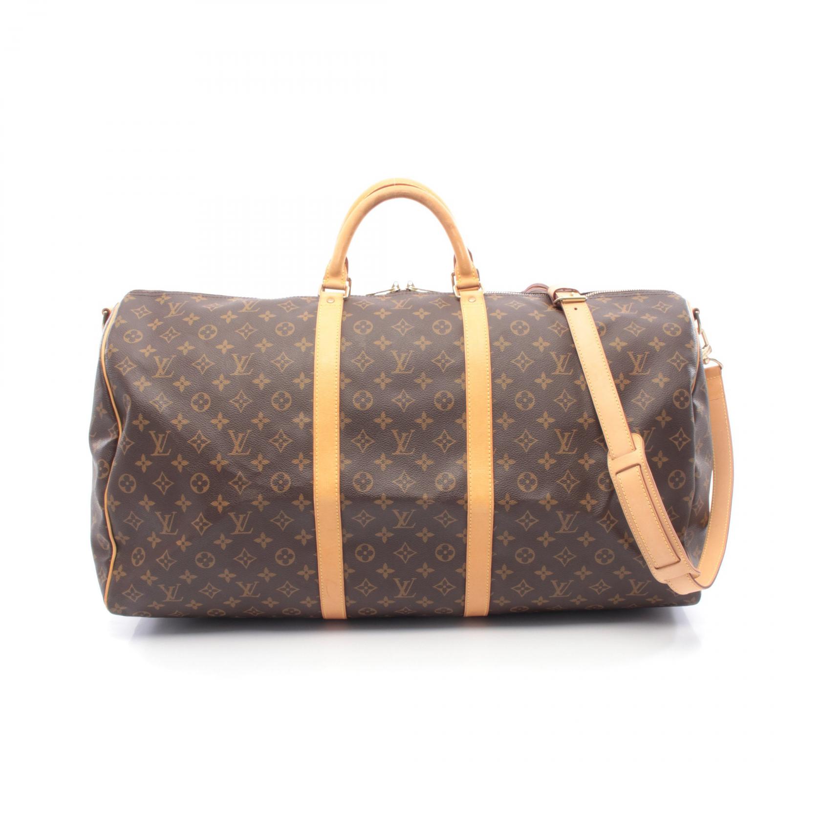 ルイ・ヴィトン LOUIS VUITTON キーポル バンドリエール60 ボストンバッグ バッグ PVCコーティングキャンバス レザー モノグラム ブラウン系 M41412 【中古】