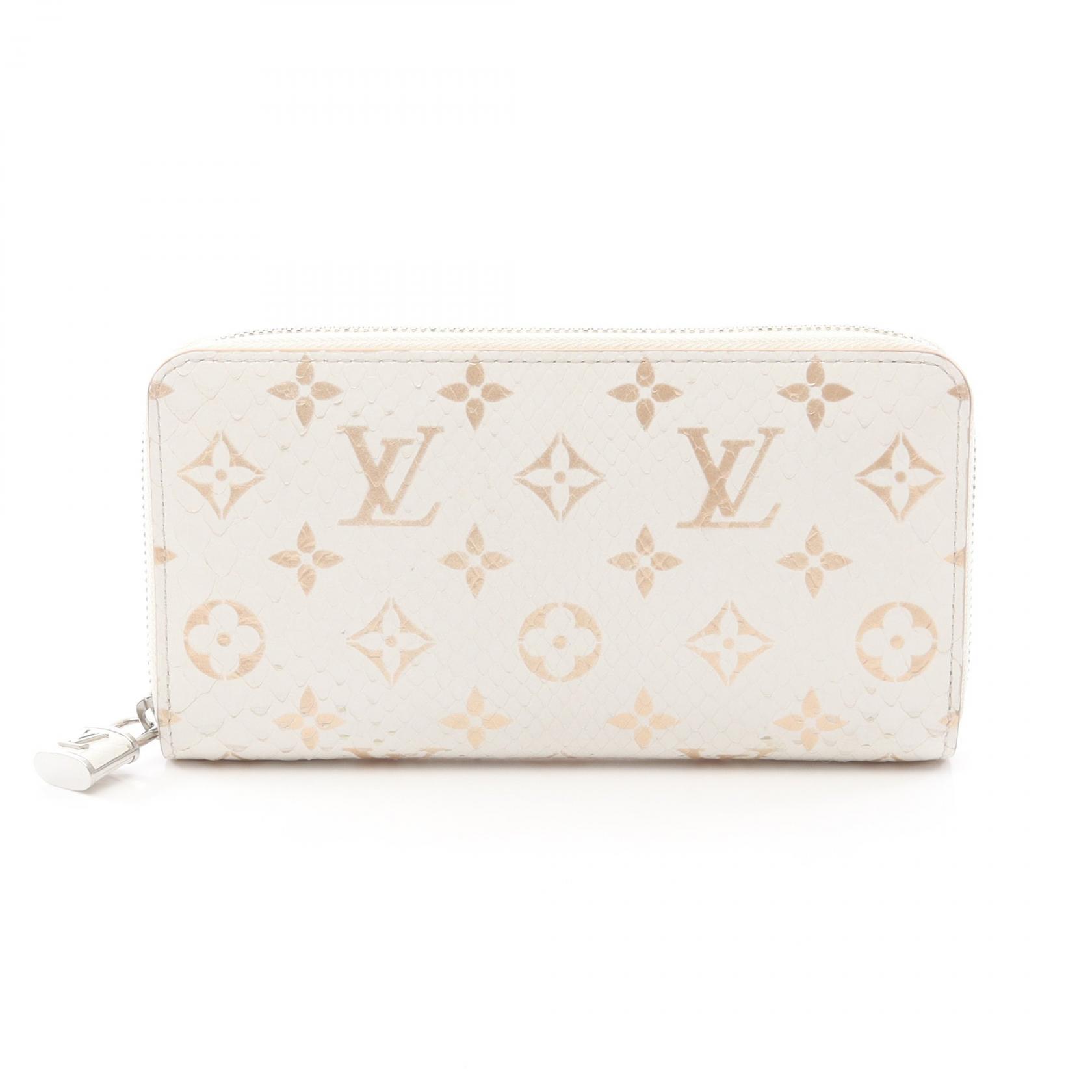 ルイ・ヴィトン LOUIS VUITTON ジッピーウォレット モノグラムエキゾチック ラテ ラウンド長財布 財布 エキゾチックレザー ホワイト系 / ゴールド系 N97773 【中古】