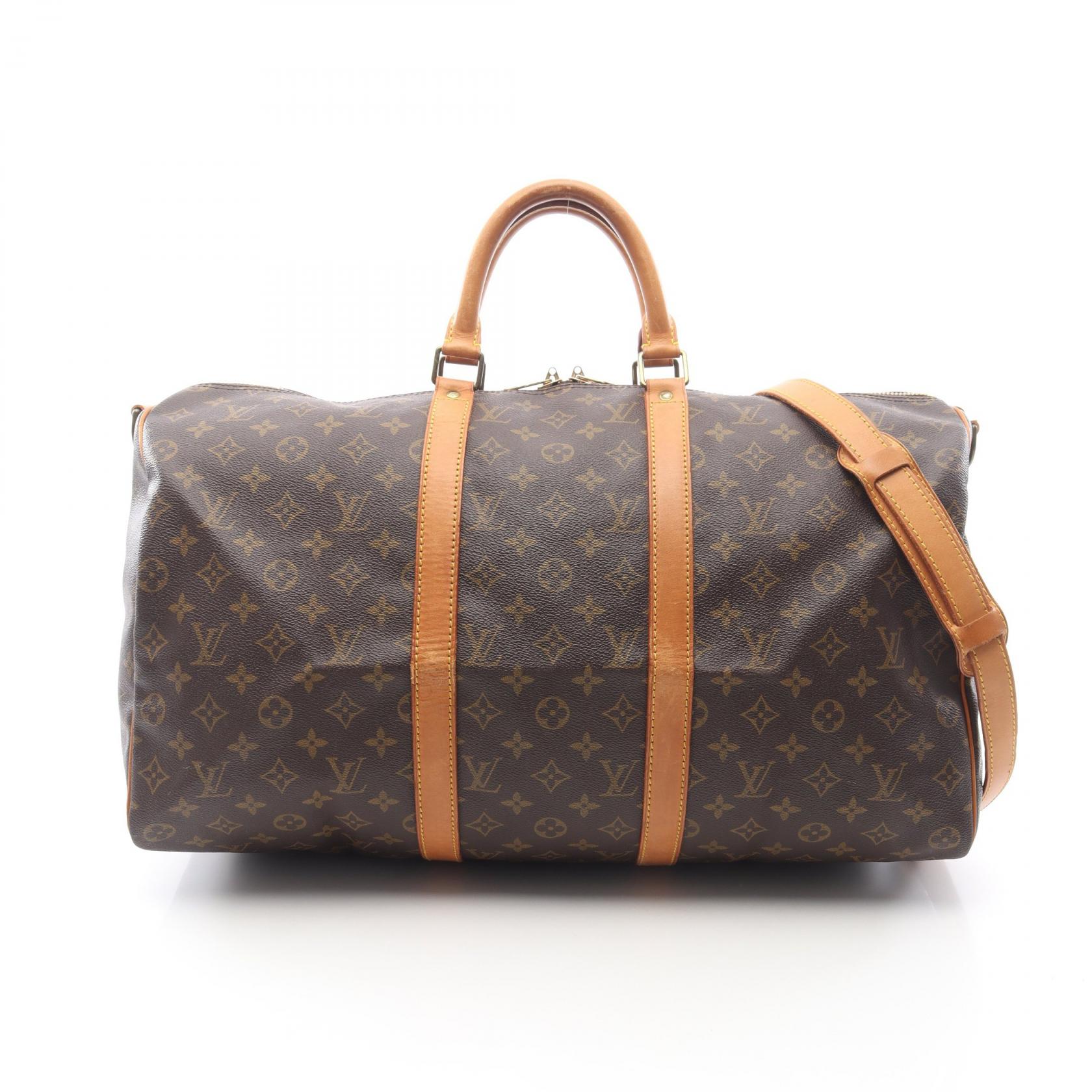 ルイ・ヴィトン LOUIS VUITTON キーポル バンドリエール50 ボストンバッグ バッグ PVCコーティングキャンバス レザー モノグラム ブラウン系 M41416 【中古】