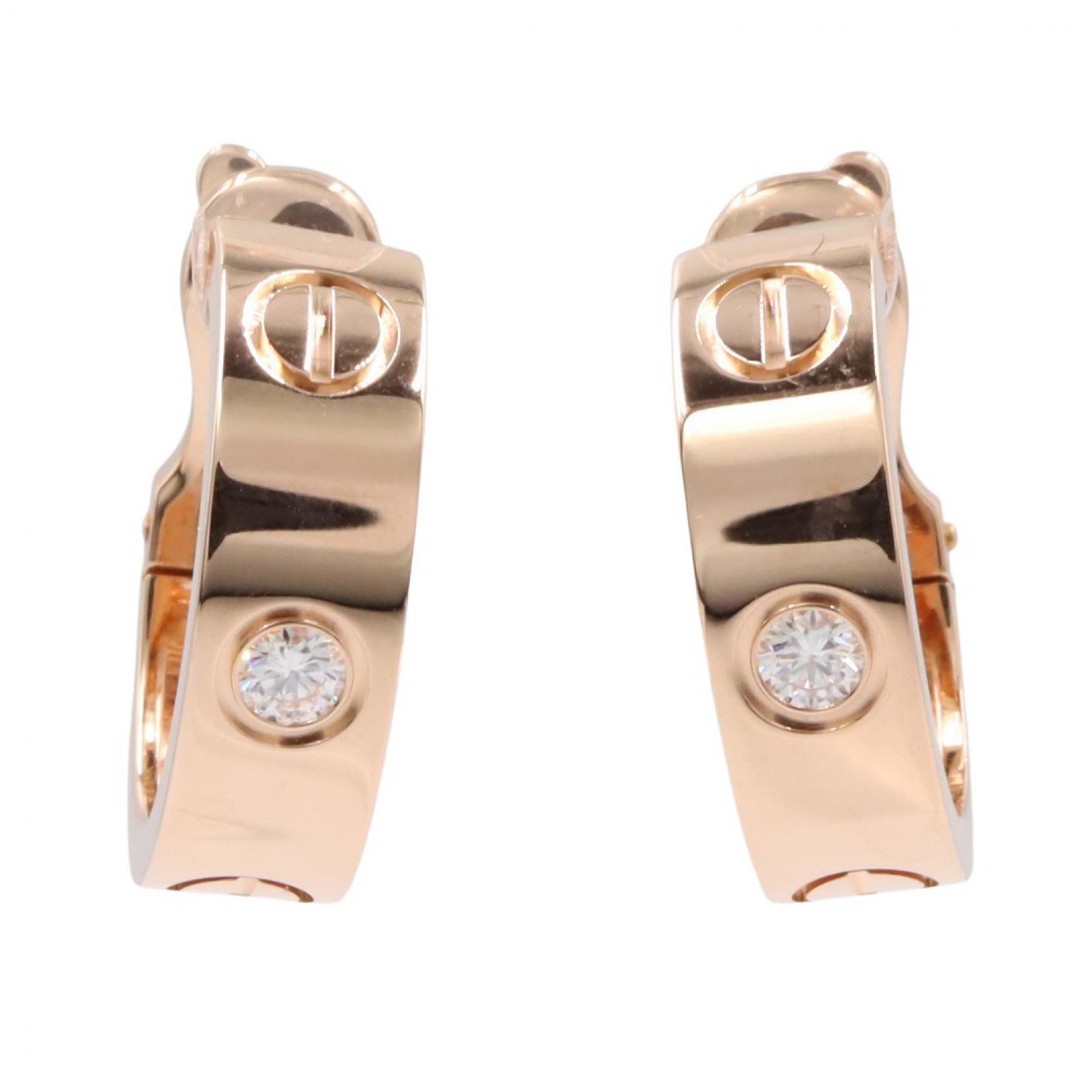 カルティエ CARTIER ラブフープ ダイヤ ピアス ピアス ジュエリー K18PG（ピンクゴールド） ダイヤモンド ゴールド系 / クリア系 【中古】