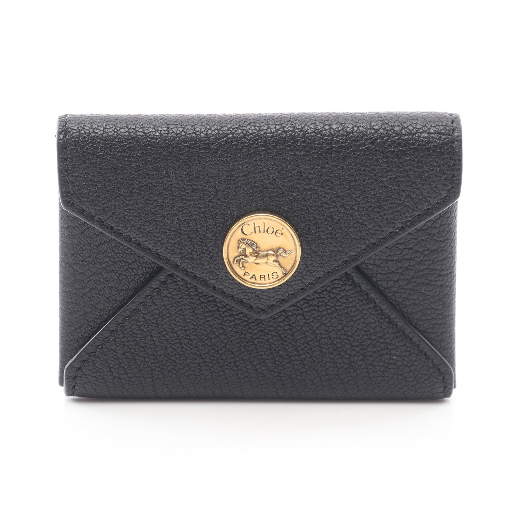 クロエ Chloe Envelope カードケース アクセサリー レザー ブラック系 【中古】